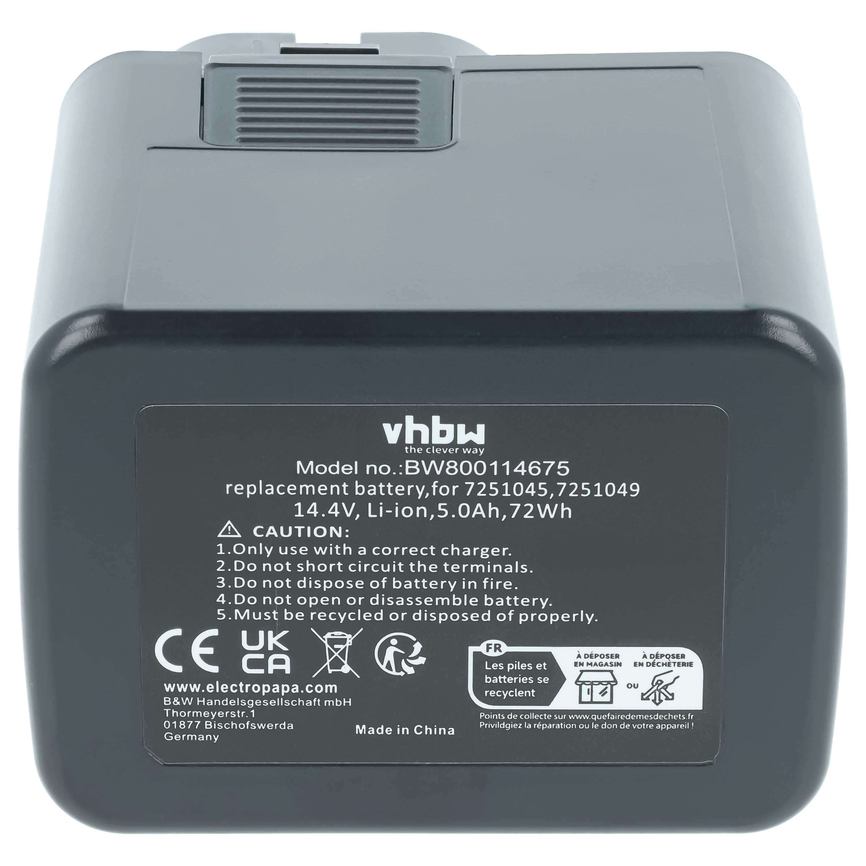 Battery replaces Gesipa 7251045, 7251049 Blind Rivet Gun - 5000 mAh, 14.4 V, Li-Ion