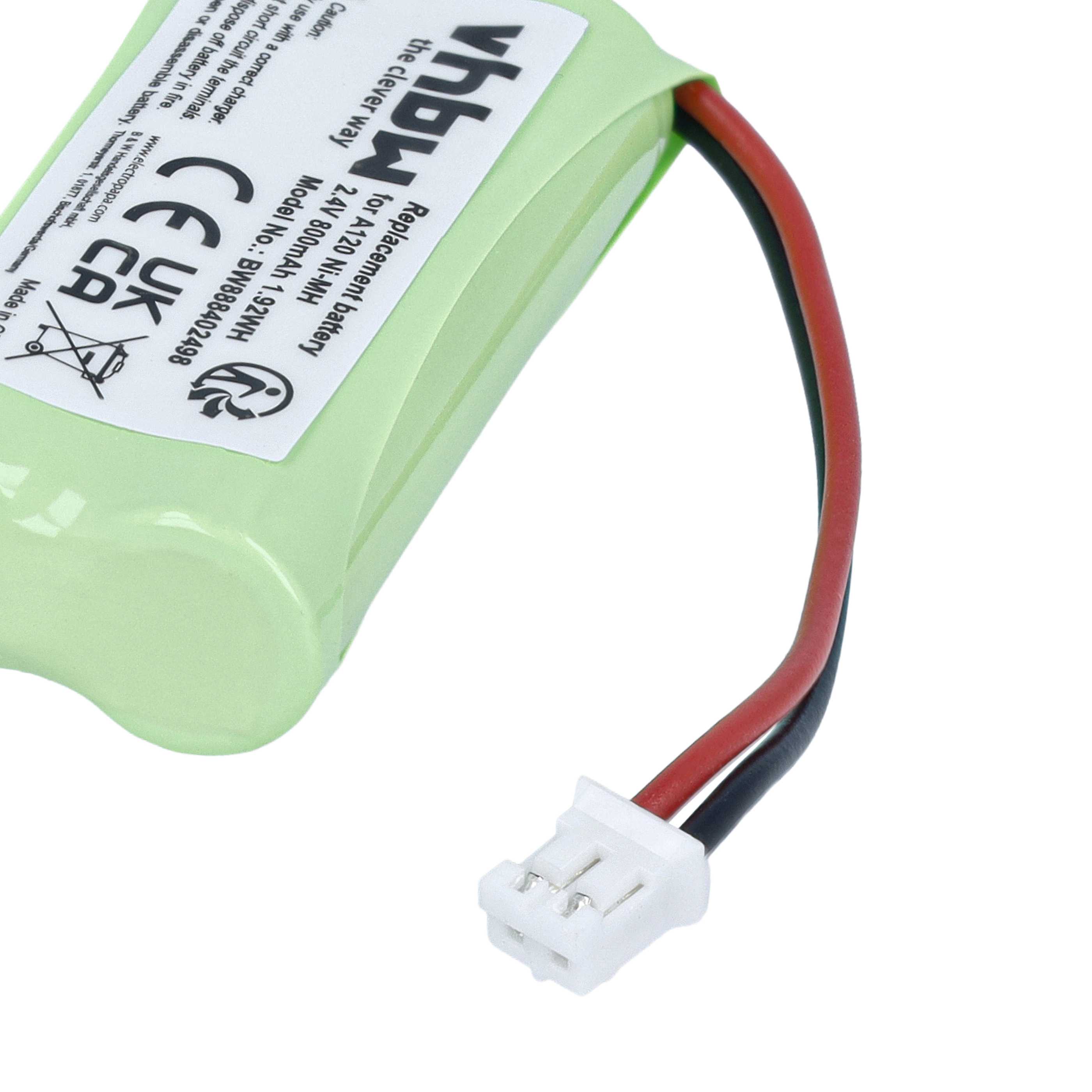 2x Battery replaces 55AAAHR2BMX, 220436C1, 41AAAH2BMX, 220382C1 for T-Com landline phone - 800 mAh 2.4 V NiMH