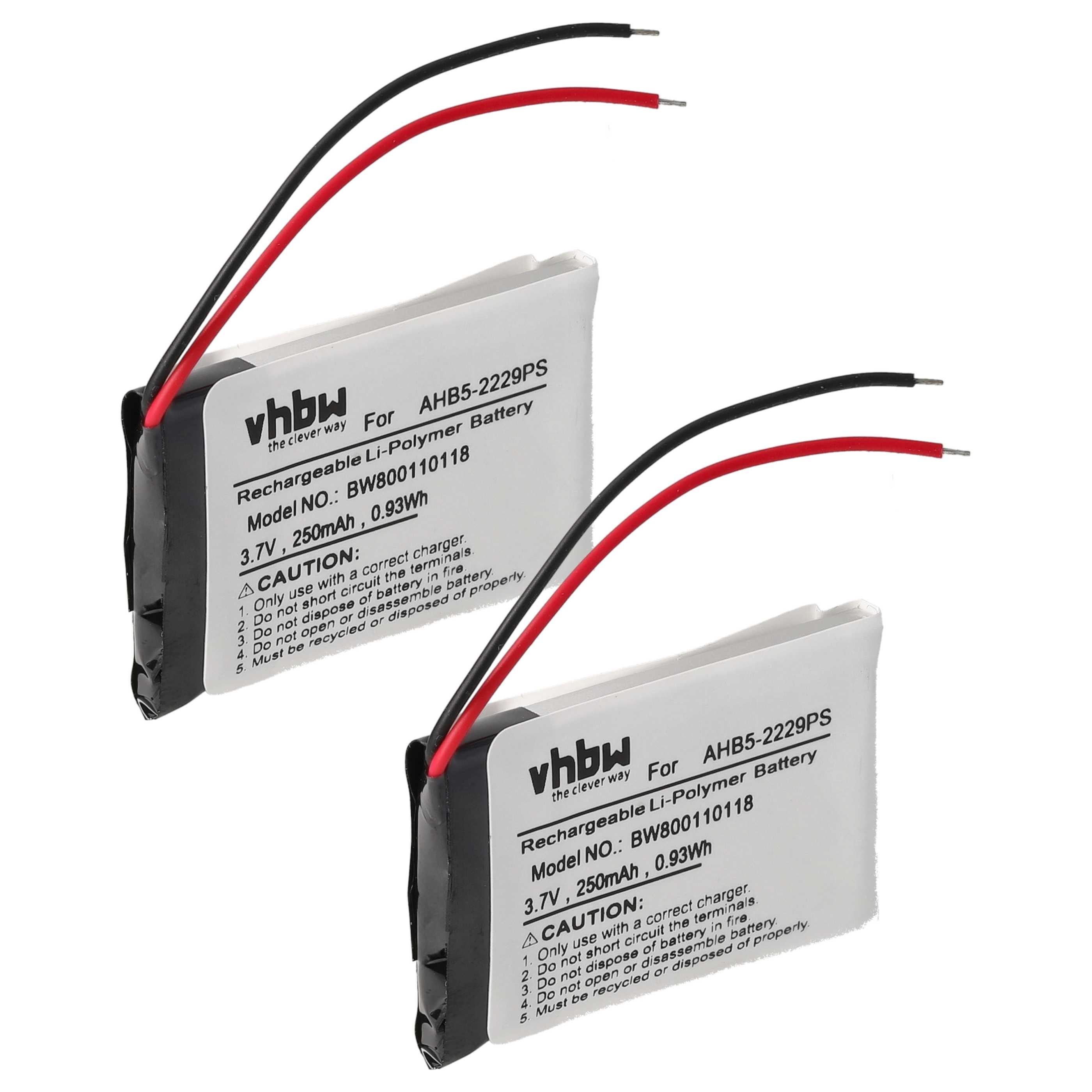 Akku (2 Stück) als Ersatz für AHB5-2229PS - 250mAh 3,7V Li-Polymer