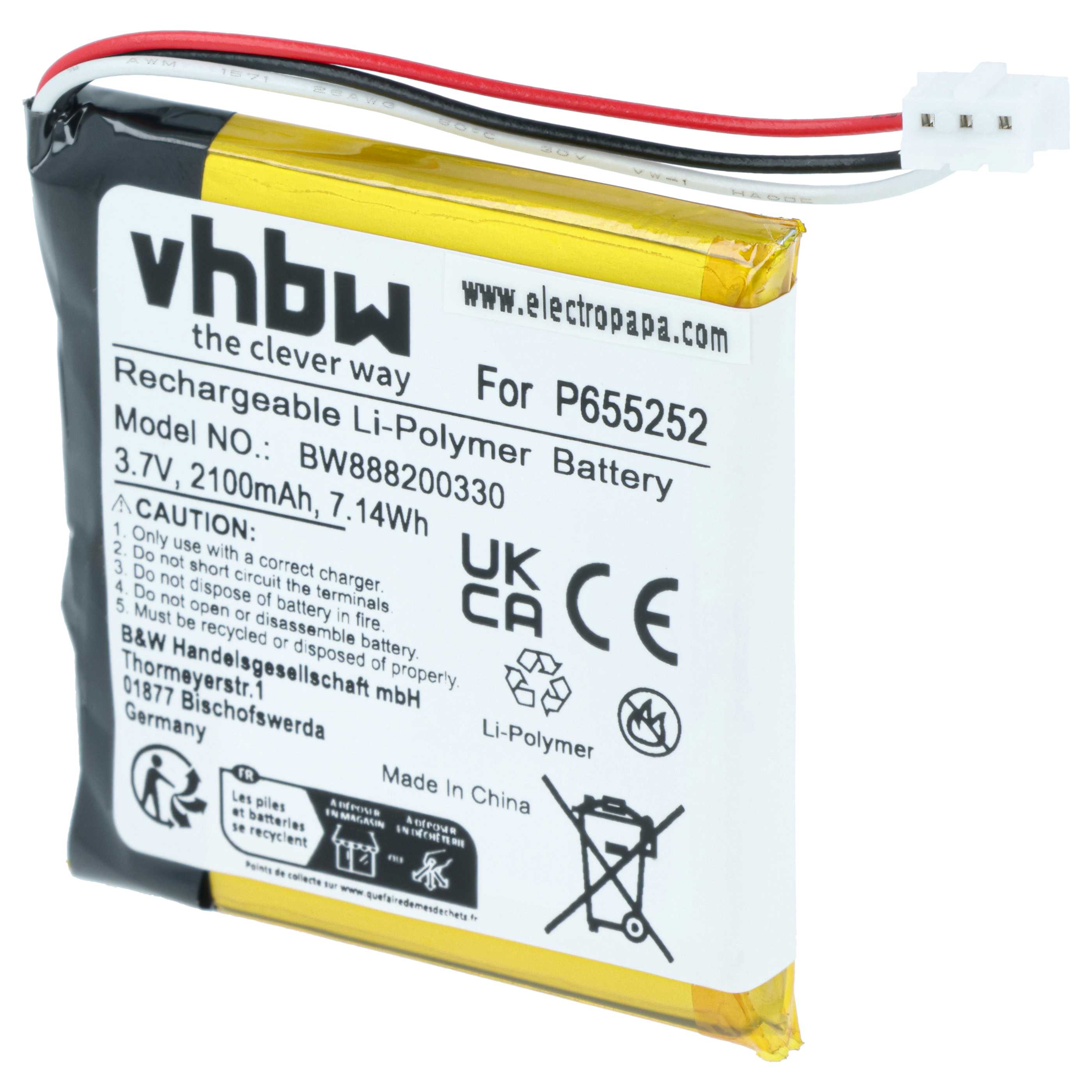 Akumulator do głośnika zamiennik Harman Kardon P655252 - LiPo 2100mAh