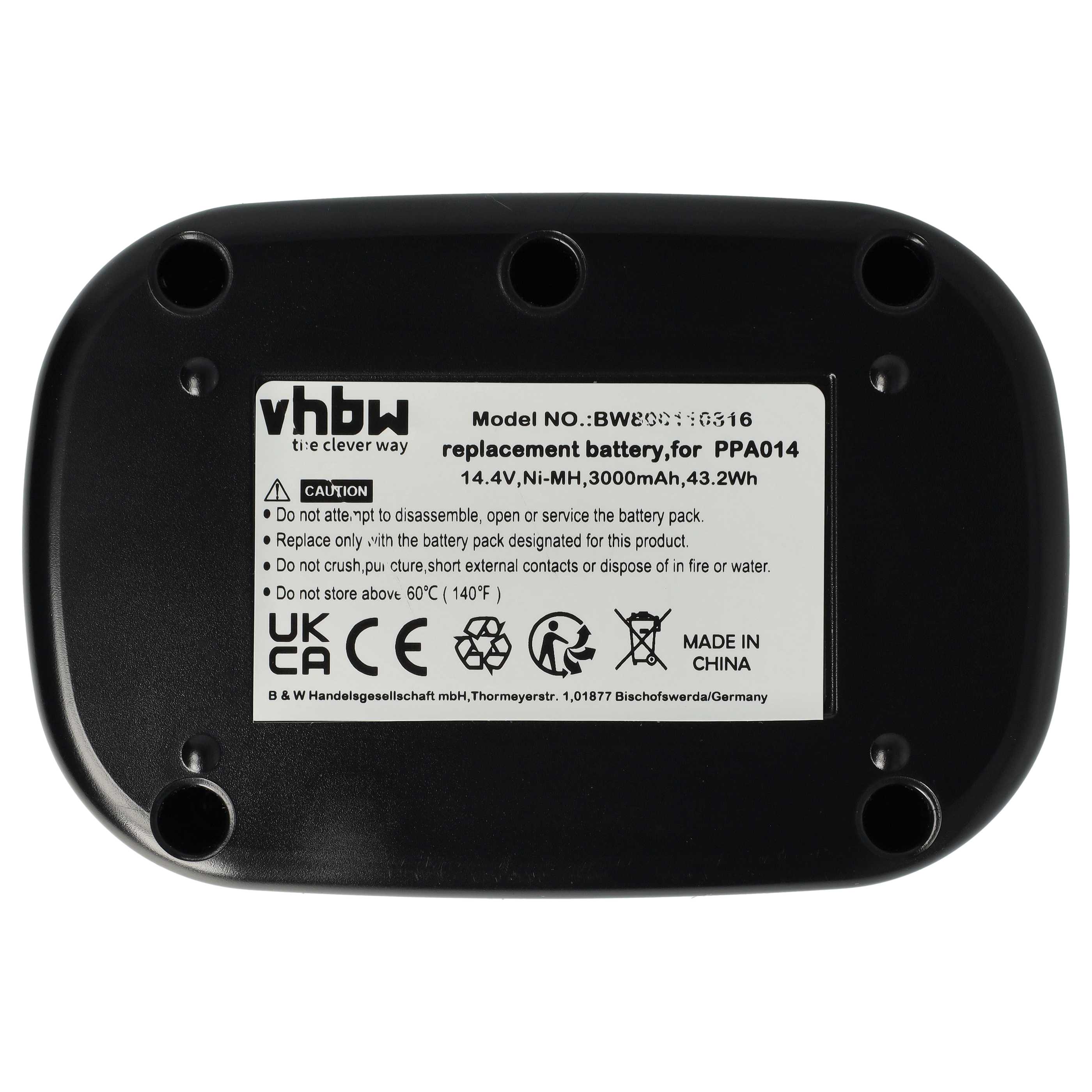 Battery replaces Senco PPA014 Electric Power Tool - 3000 mAh, 14.4 V, NiMH