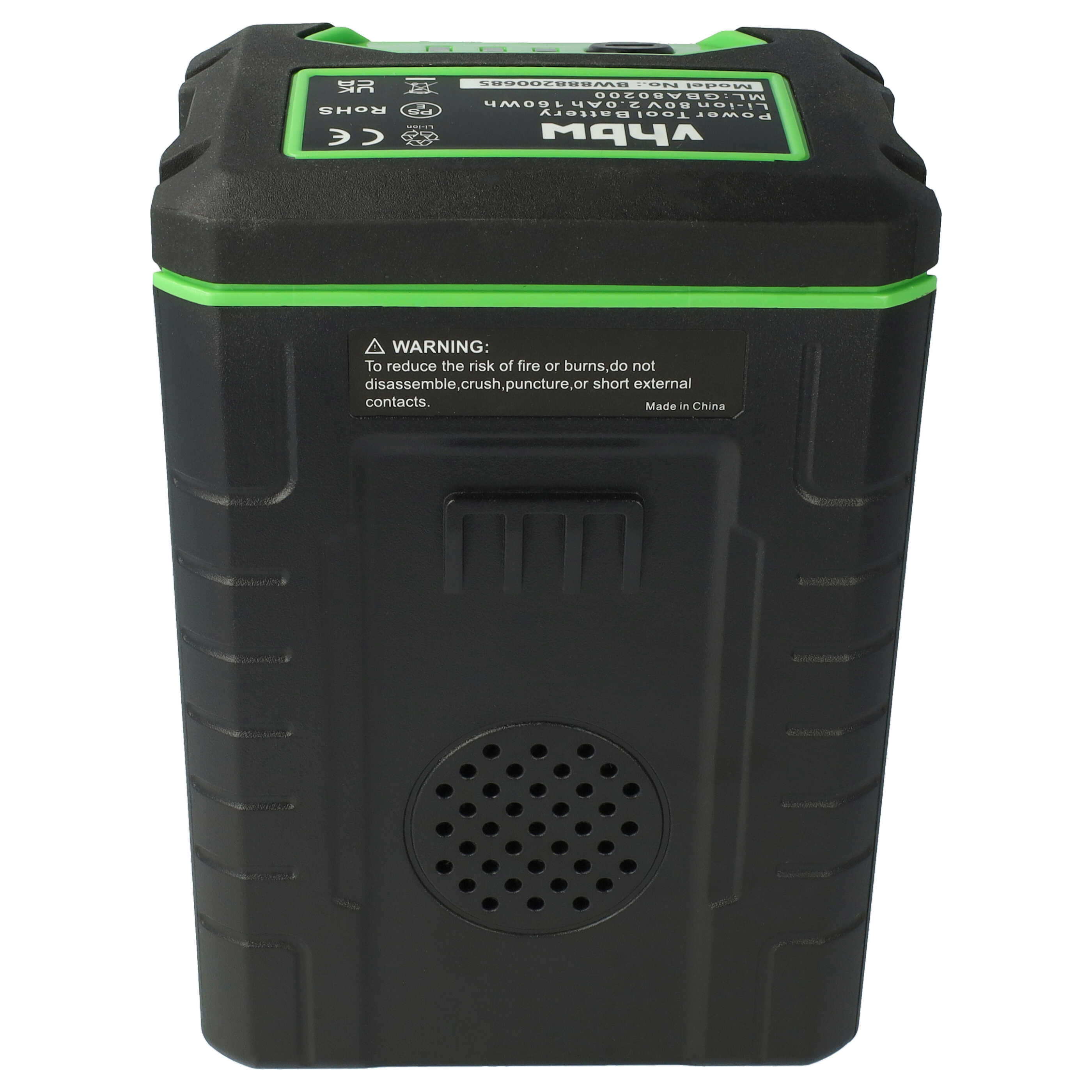 Batteria sostituisce Remarc 82V430G per dispositivo da giardinaggio Cramer - 2500mAh 80V Li-Ion