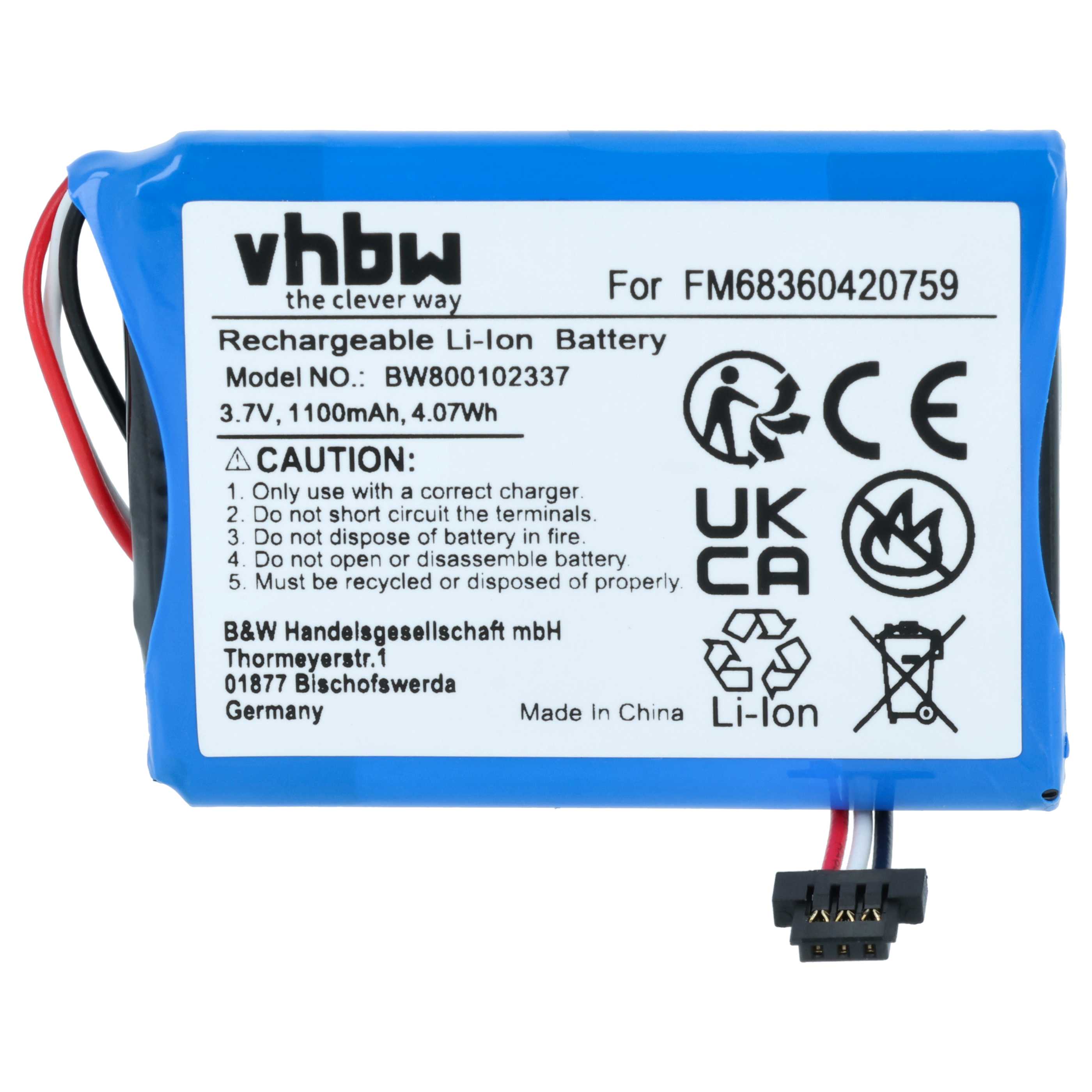 Akumulator do nawigacji GPS zamiennik TomTom VF3, FM68360420759 - 1100 mAh 3,7 V Li-Ion