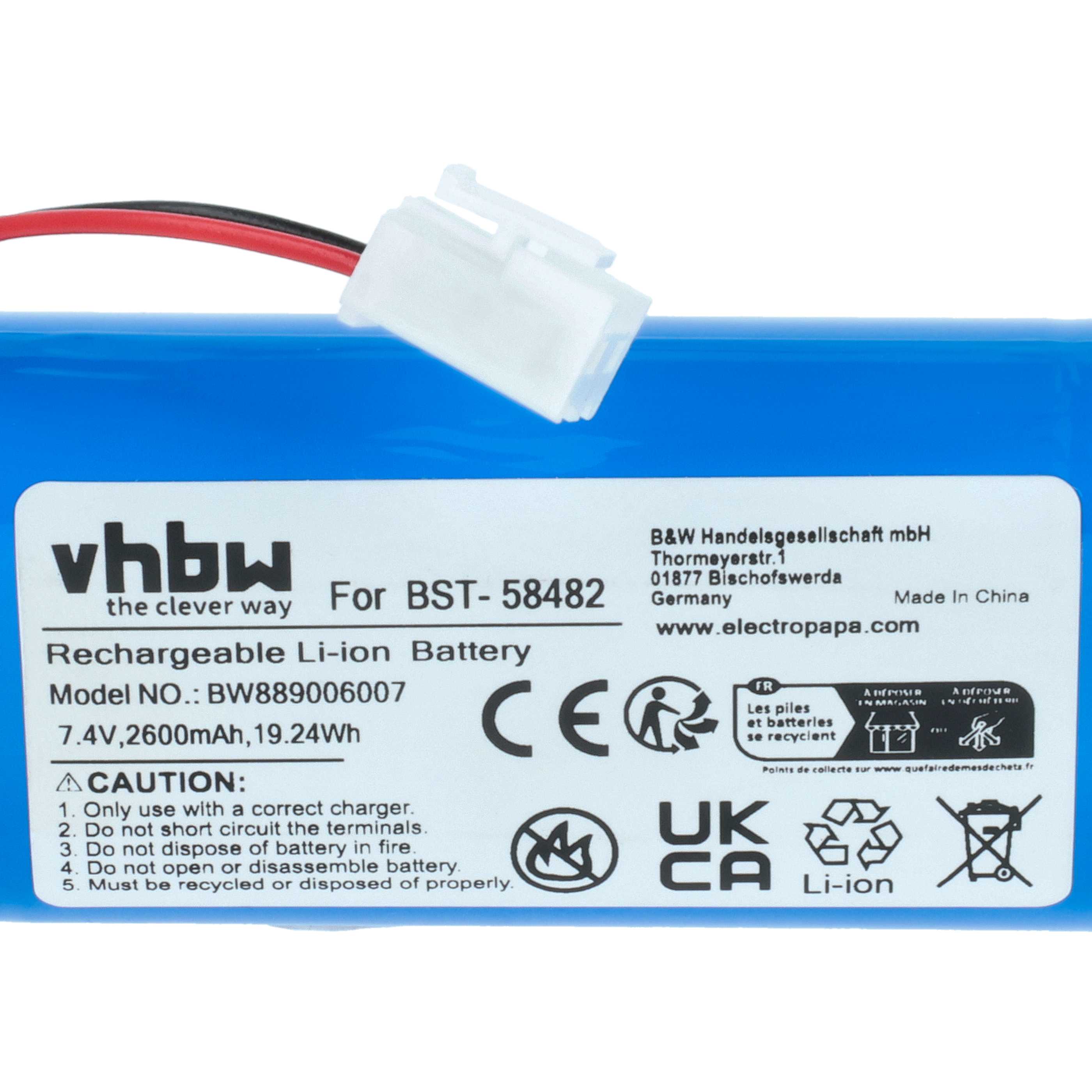 Batteria per pulitrice sostituisce BST-58482 - 2600mAh 7,4V Li-Ion