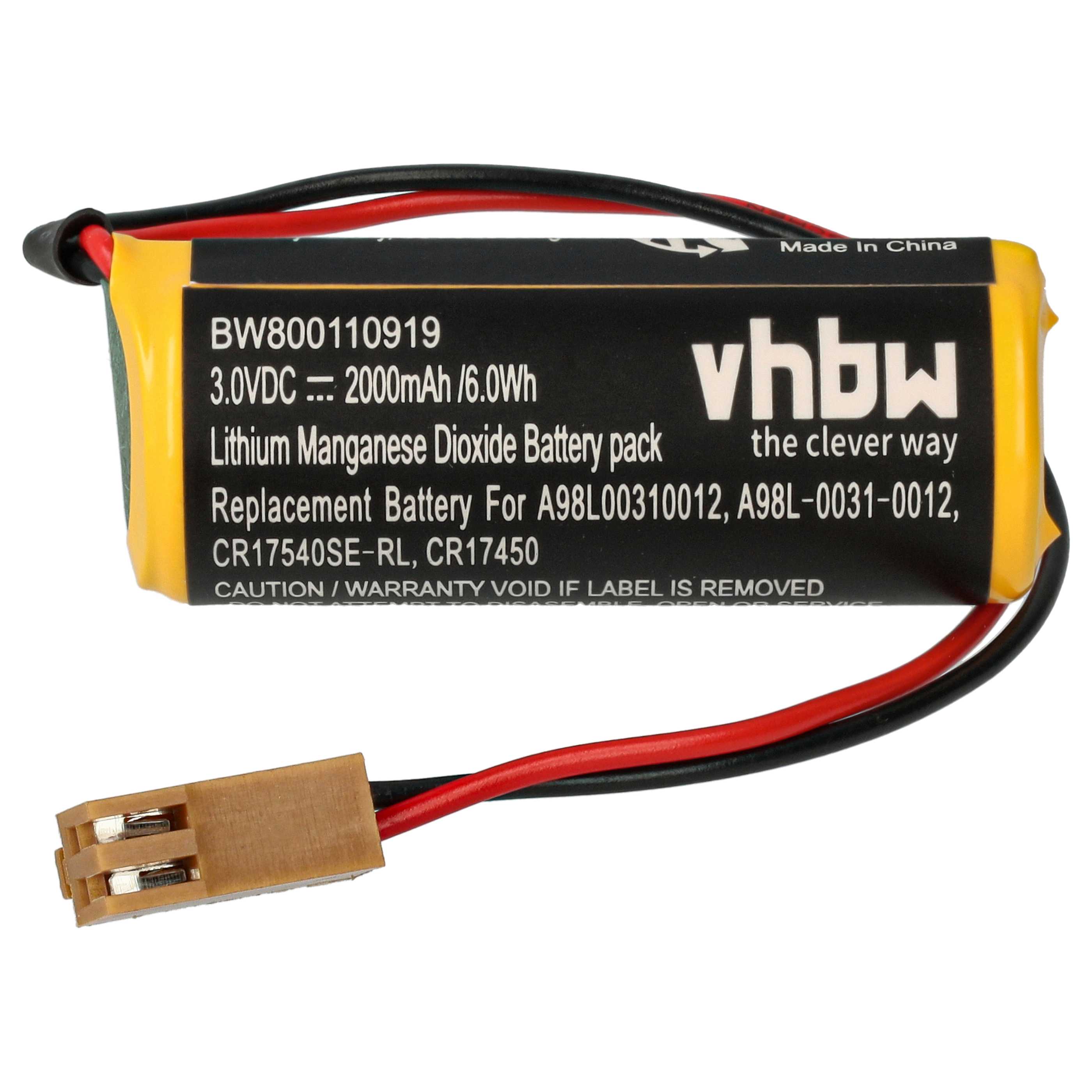 Batería reemplaza FDK CR8-LHC para controlador (2000 mAh, 3 V, Li-MnO2)