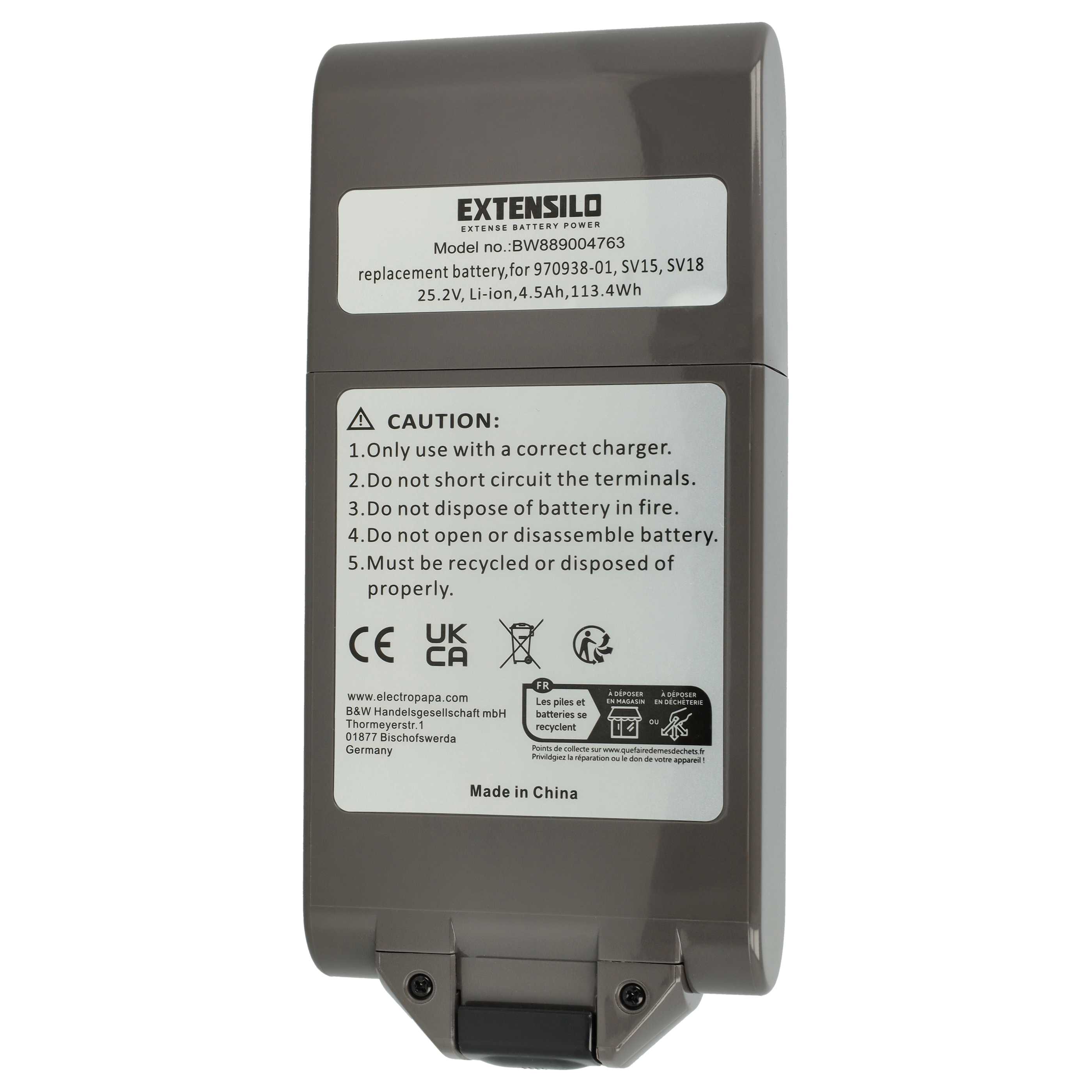 Extensilo Batterie pour aspirateur Dyson V11, V15, SV15, SV17, SV18 - 4500mAh