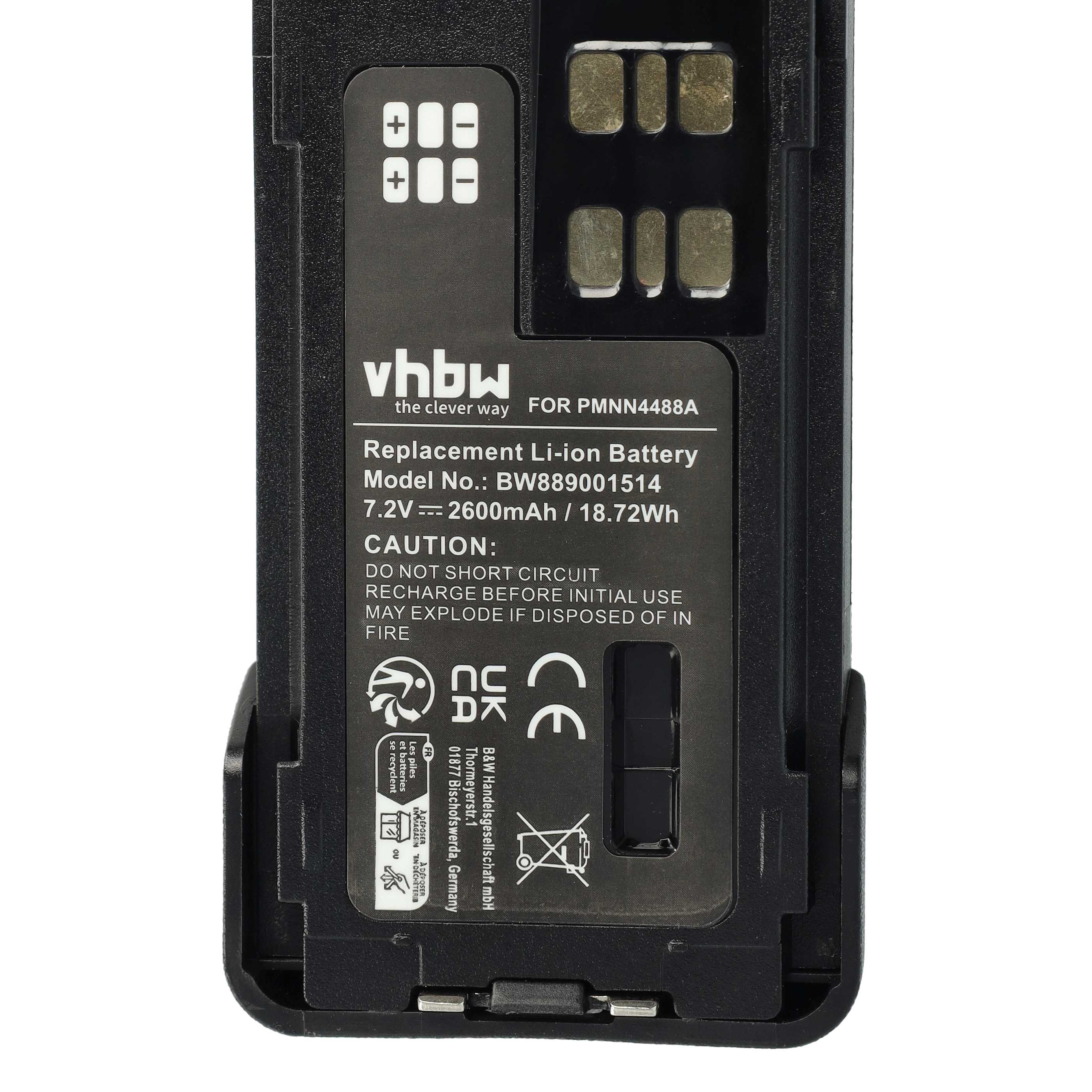 Radio 10x Battery replaces Motorola PMNN4415AR, PMNN4415, PMNN441 - 2600 mAh 7.4 V Li-Ion + Belt Clip
