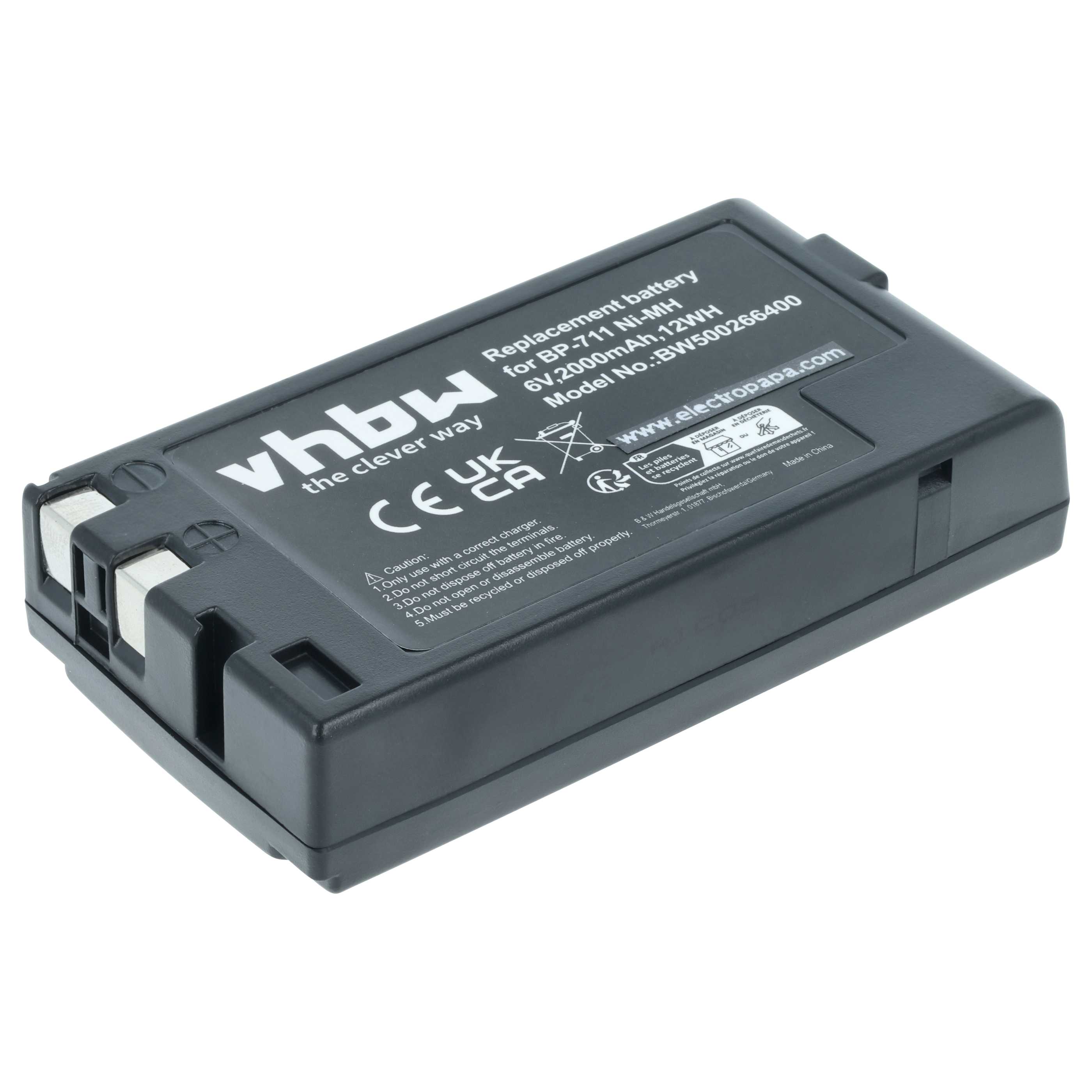 2x Batteria per videocamera sostituisce Canon BP-729, BP-726, BP-722D, BP-714, BP-711 - 2000mAh 6V NiMH