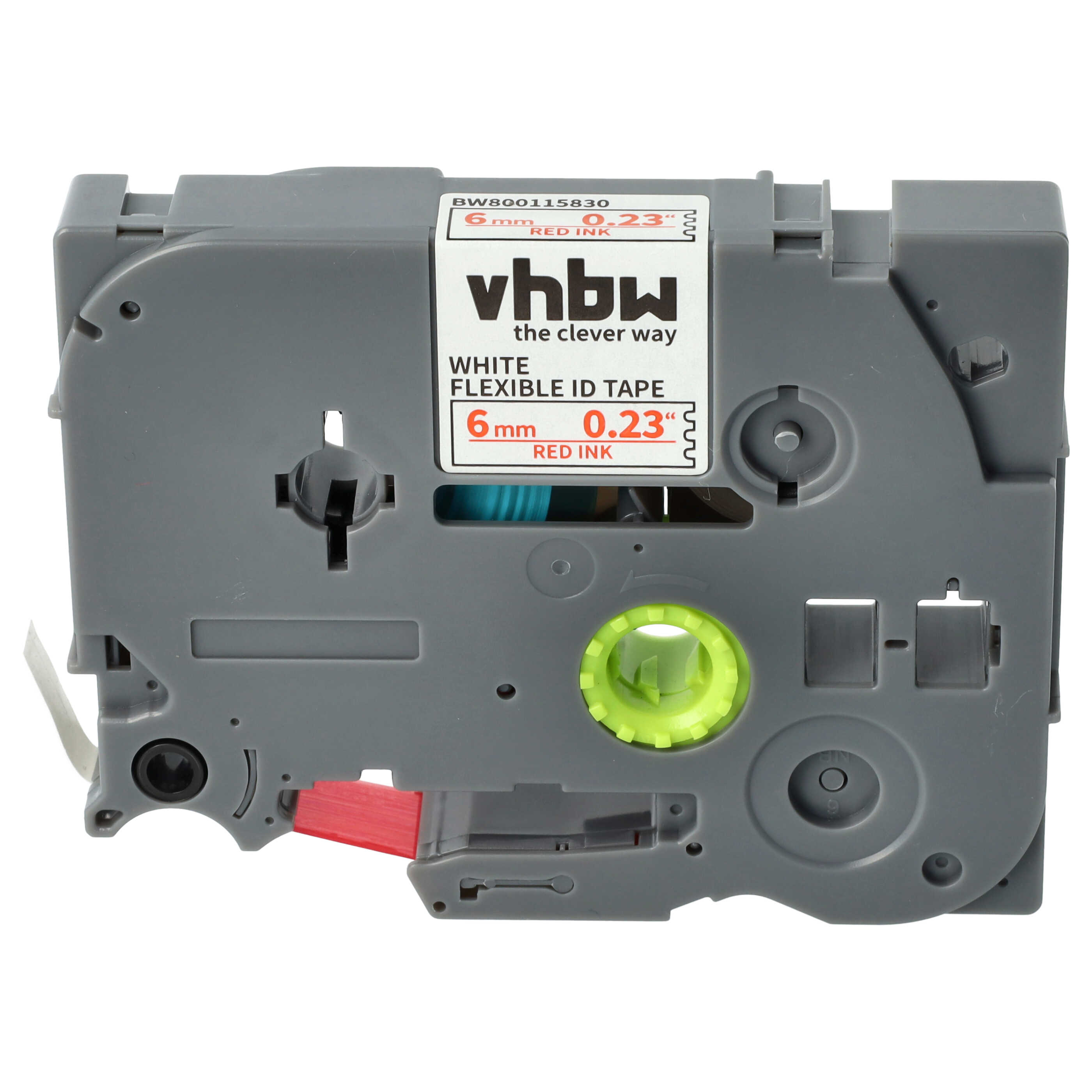 Label Tape as Replacement for Brother TZE-FX212 - 6 mm Red to White, Flexible
