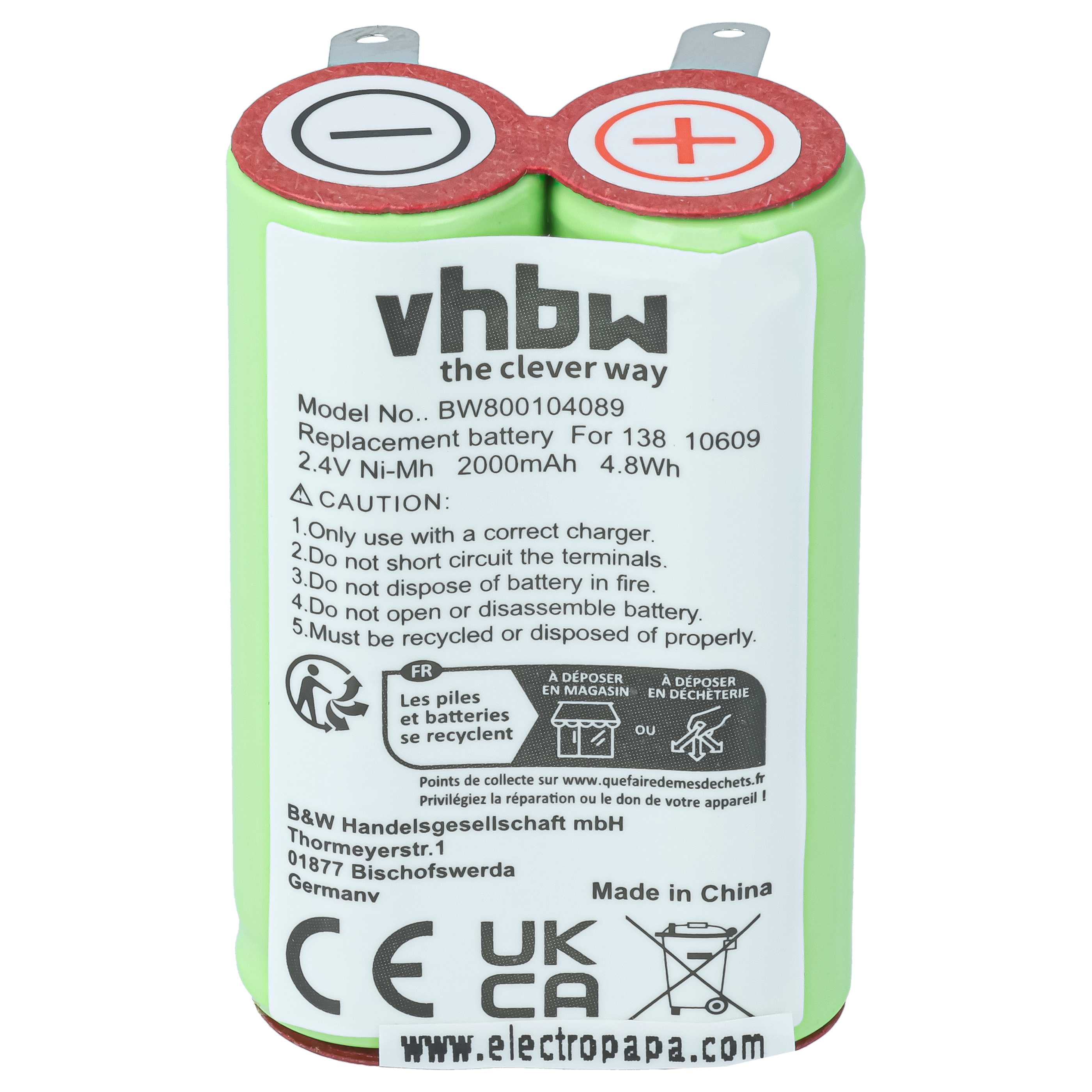 Akumulator do maszynki do strzyżenia zamiennik 138 10609 - 2000 mAh 2,4 V NiMH