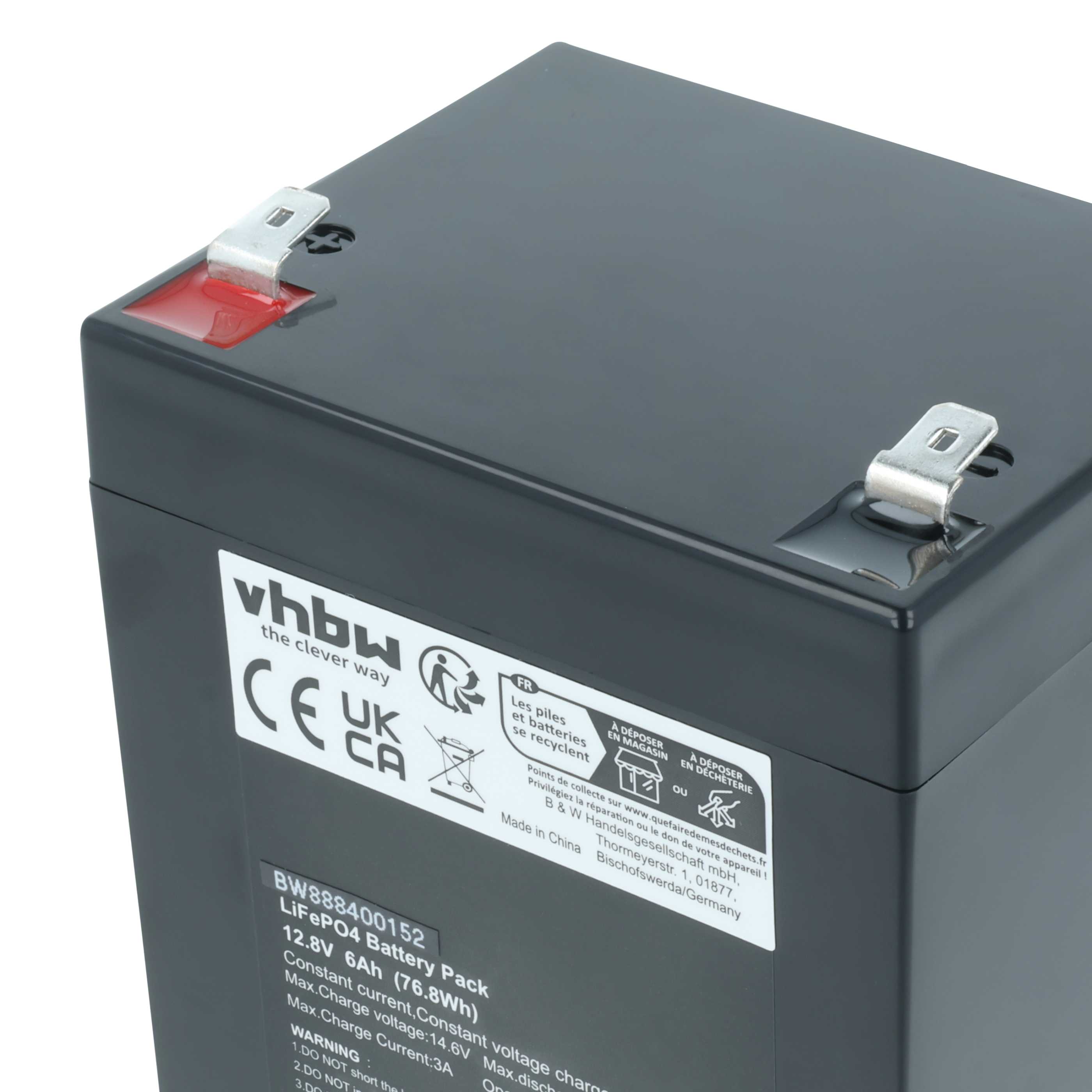 2x Batteria sostituisce APC RBC44, RBC43, RBC140 per altoparlanti - 6Ah 12,8V LiFePO4