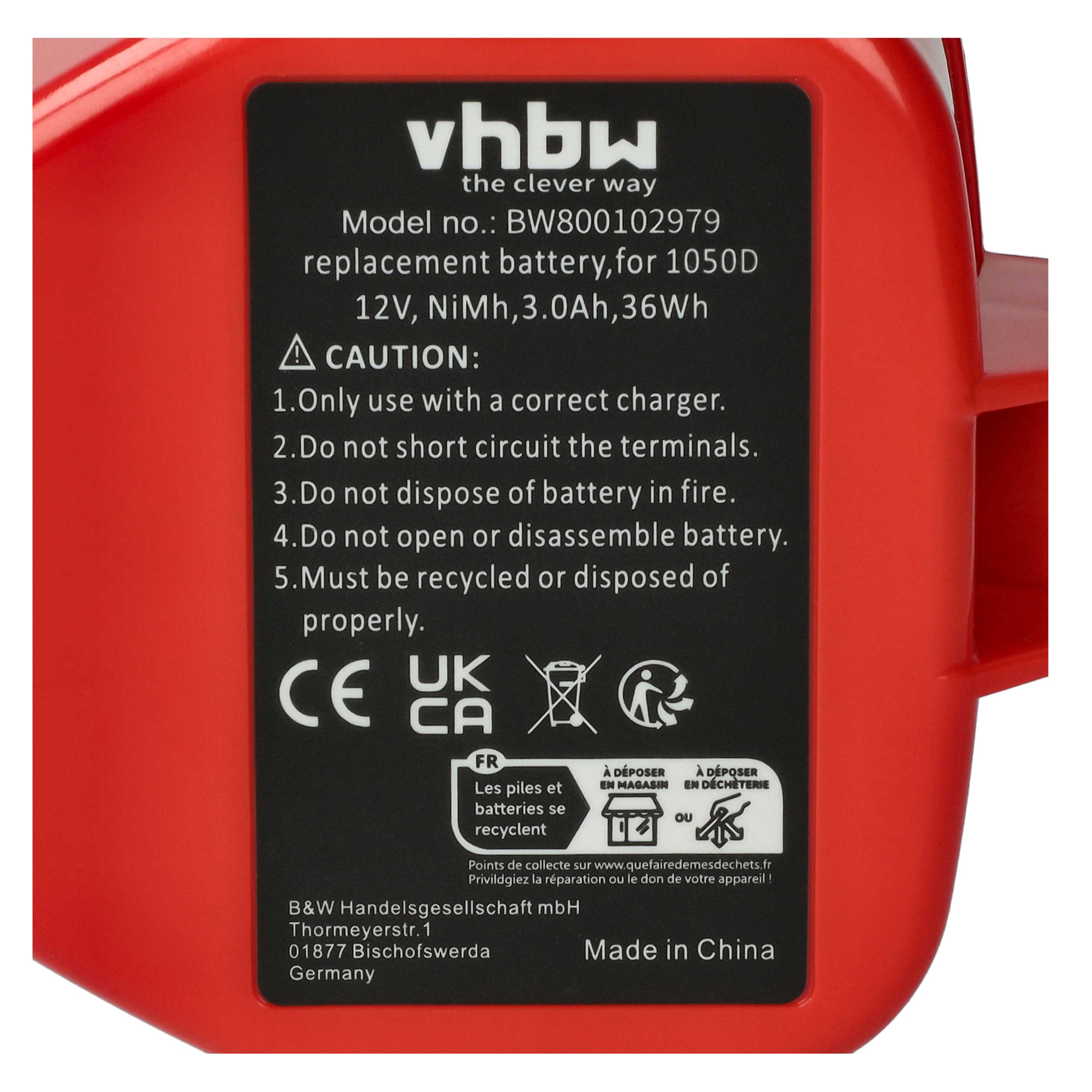 5x Battery replaces Klauke RA4, RA5, RA3 Electric Power Tool - 3000 mAh, 12 V, NiMH