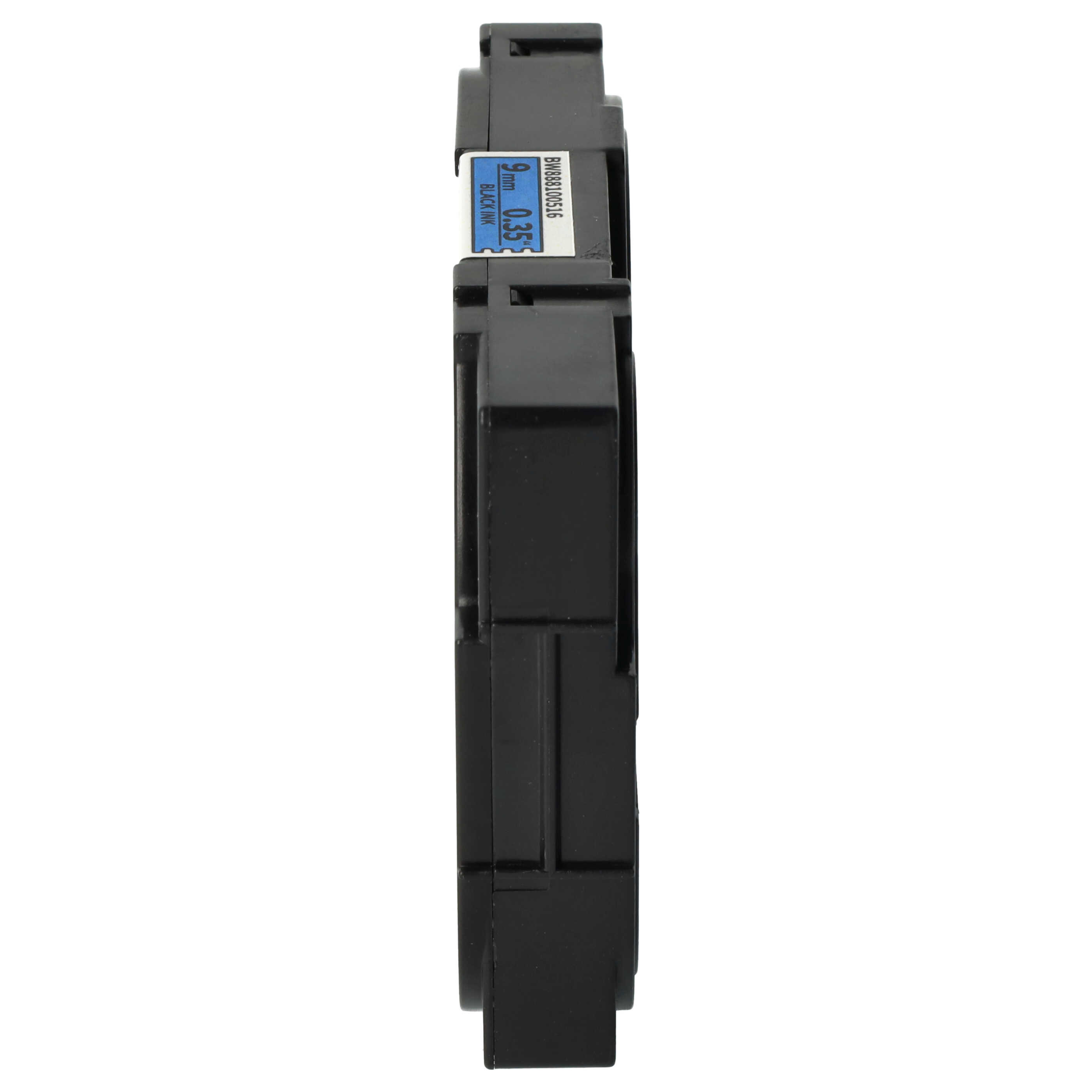 Label Tape as Replacement for Brother TZeFX521, TZ-FX521, TZE-FX521, TZFX521 - 9 mm Black to Blue, Flexible
