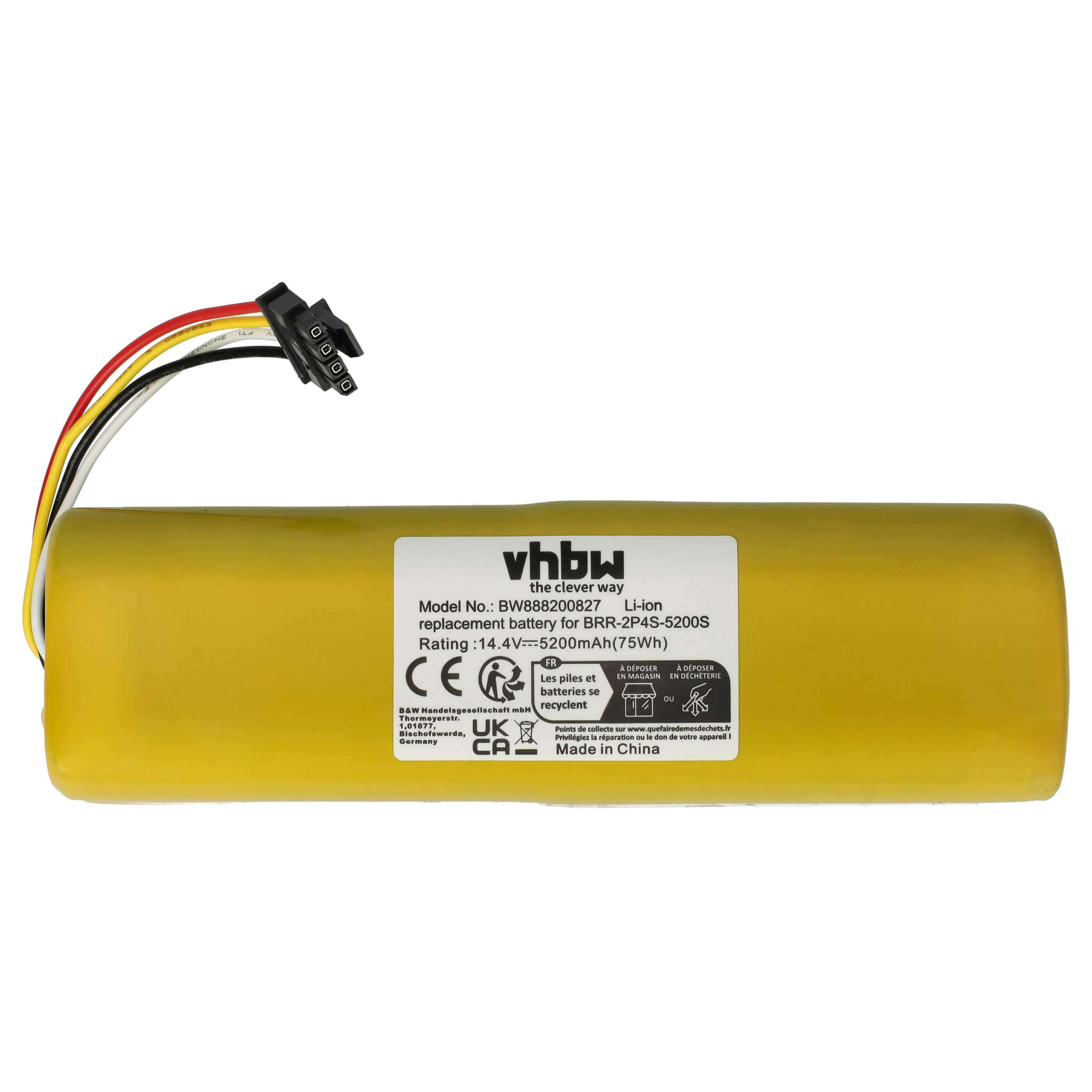 Battery replaces Xiaomi BJSTS0002-2016, 400-900-1755 Ruby_S, BRR-1P4S-2600S for Dreame etc. 5200mAh, 14.4V, Li-Ion