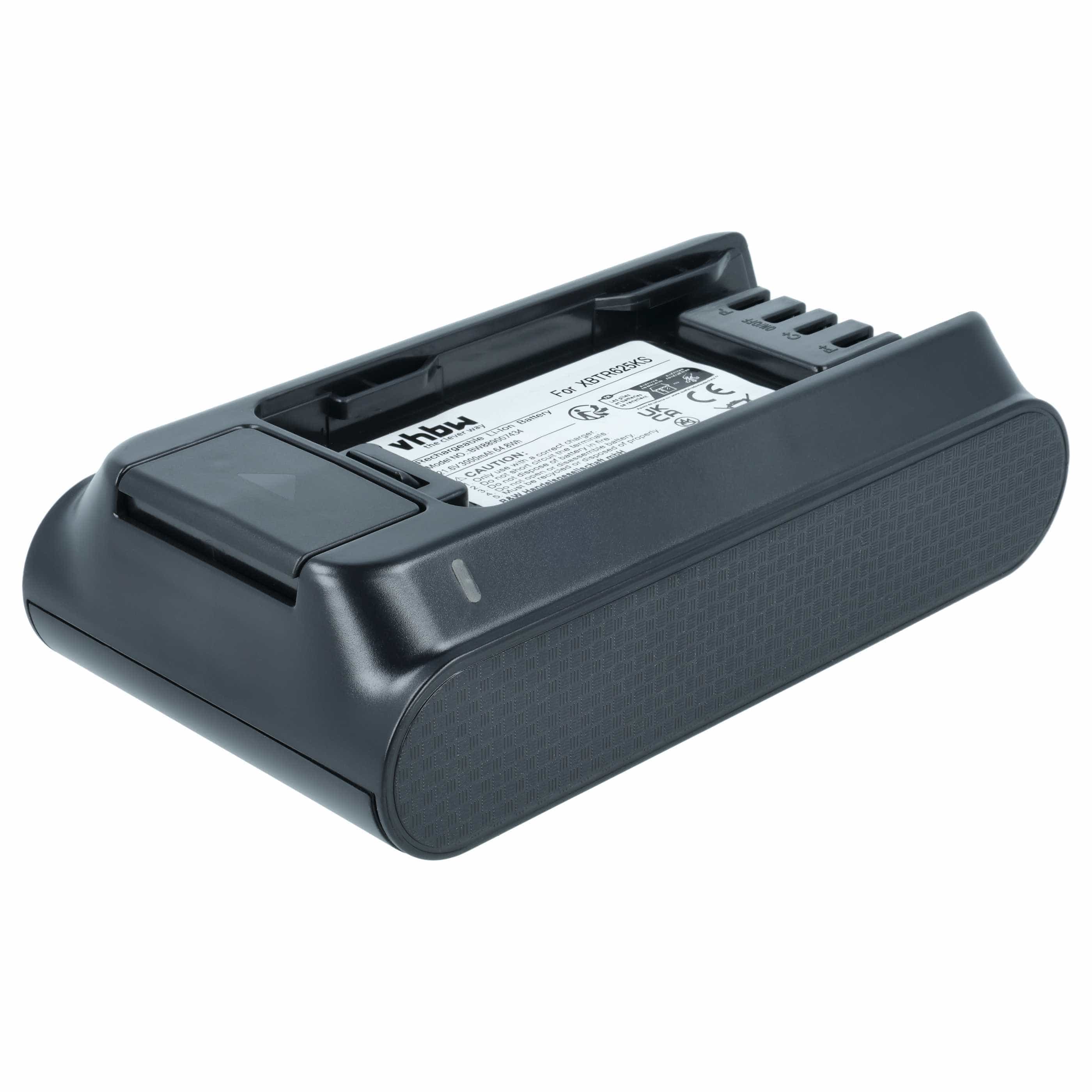 Battery replaces Shark XBTR625KSLN, XBTR625KSLEU, XBTR625KDC, XBTR625 for Shark 3000mAh, 21.6V, Li-Ion