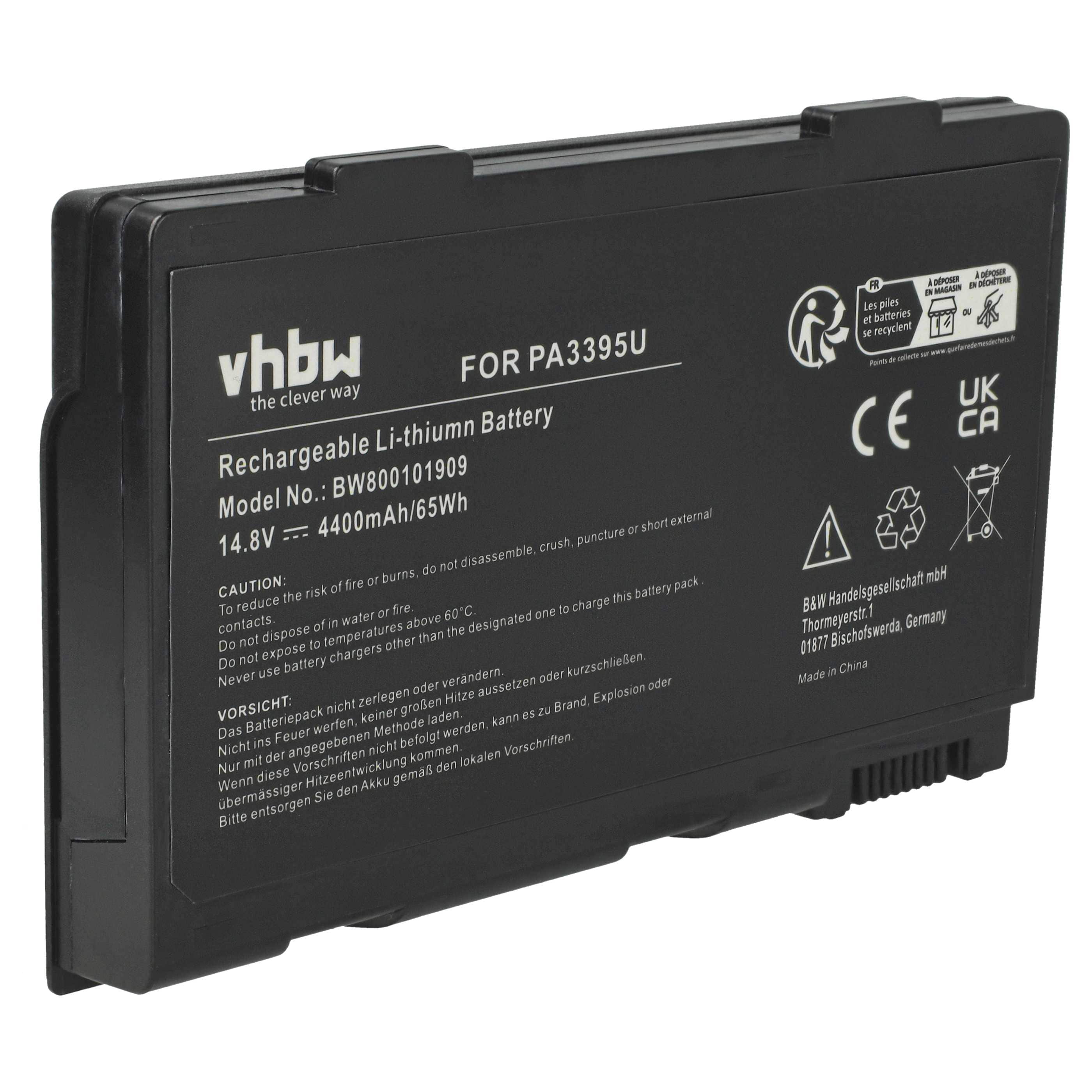 Akumulator do laptopa zamiennik Toshiba PA3395U-1BRS, PA3421U-1BRS - 4400 mAh 14,8 V Li-Ion, czarny