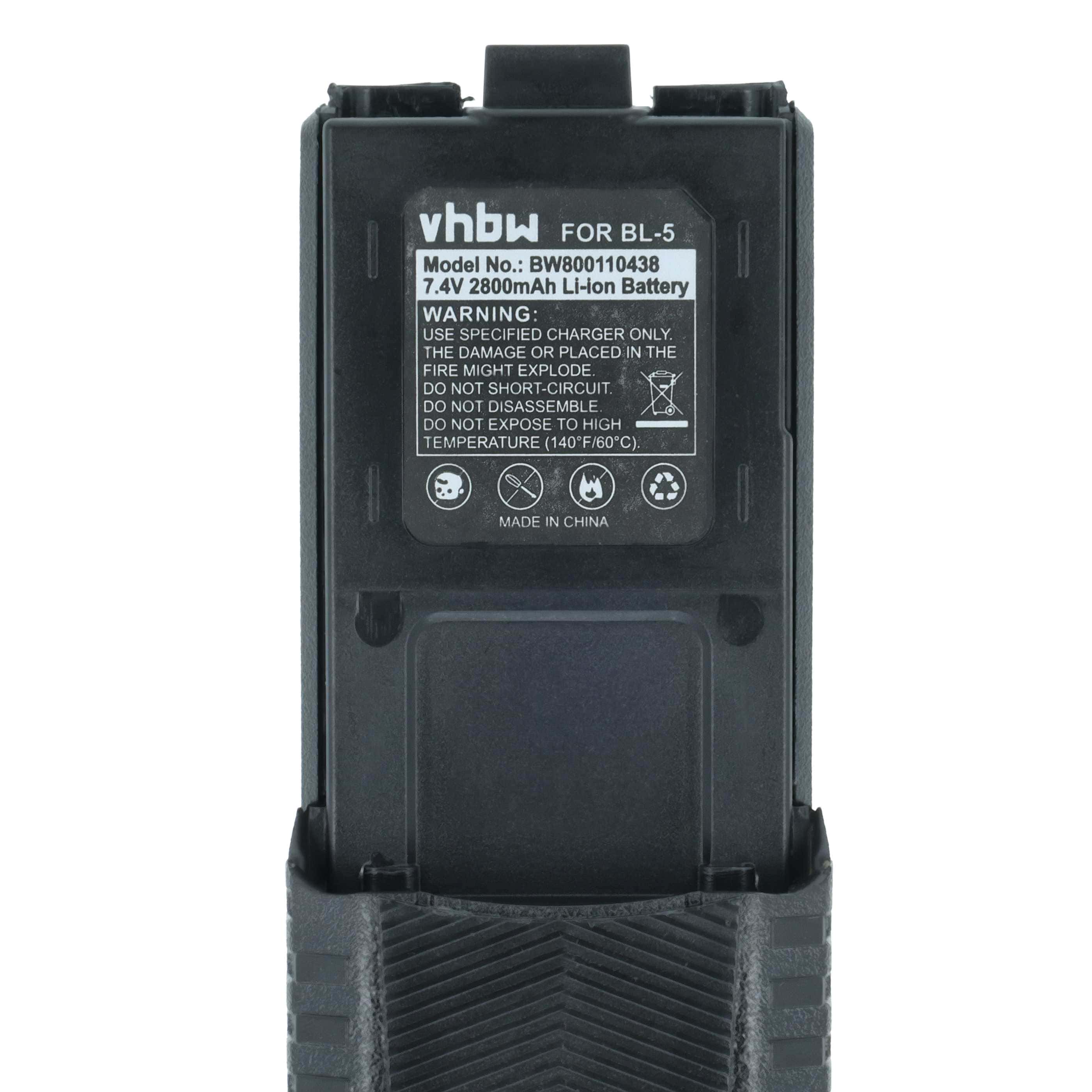 Radio Battery replaces Baofeng BL-5 - 2800 mAh 7.4 V Li-Ion