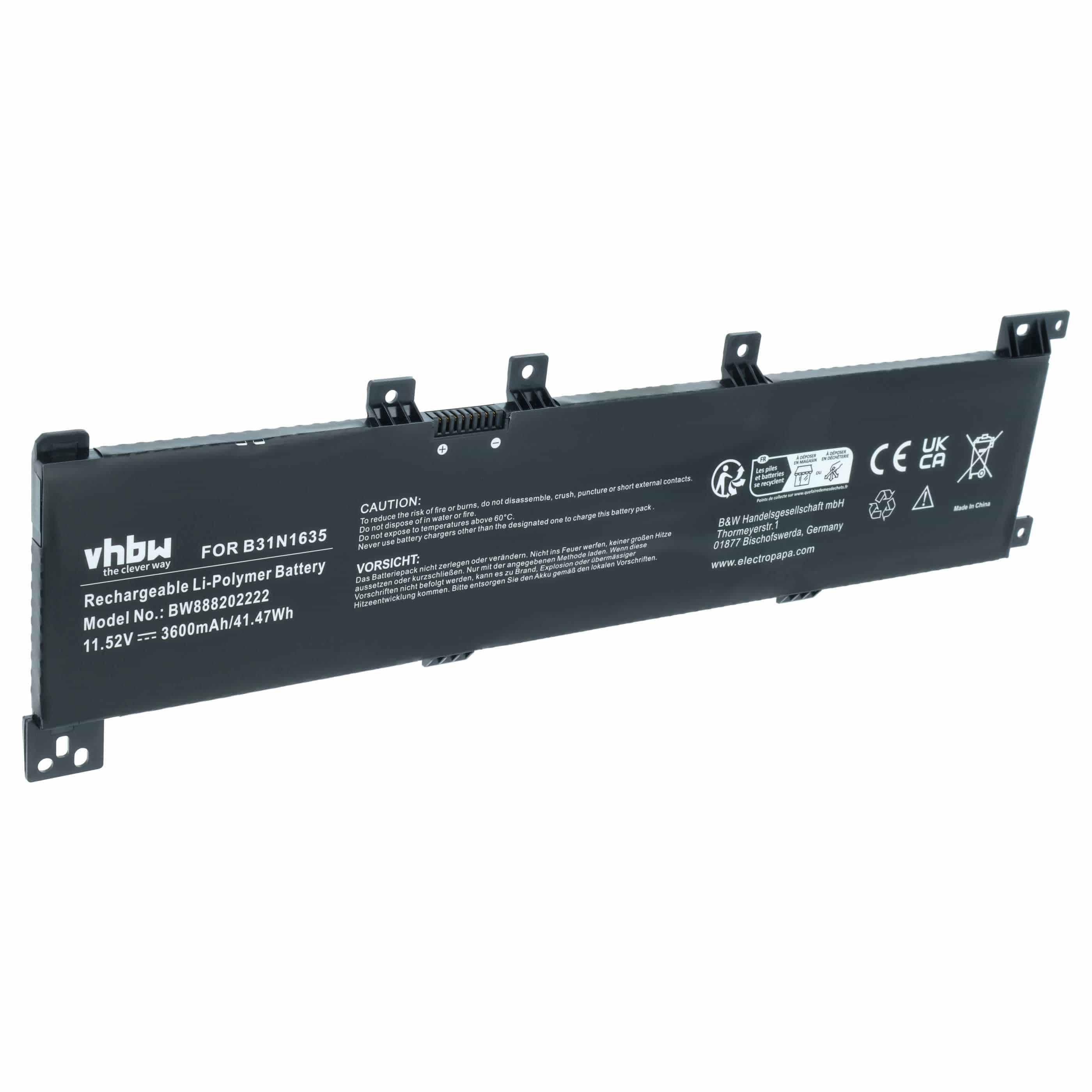 Akumulator do laptopa zamiennik Asus B0B200-02560000, B31N1635 - 3600 mAh 11,52 V LiPo