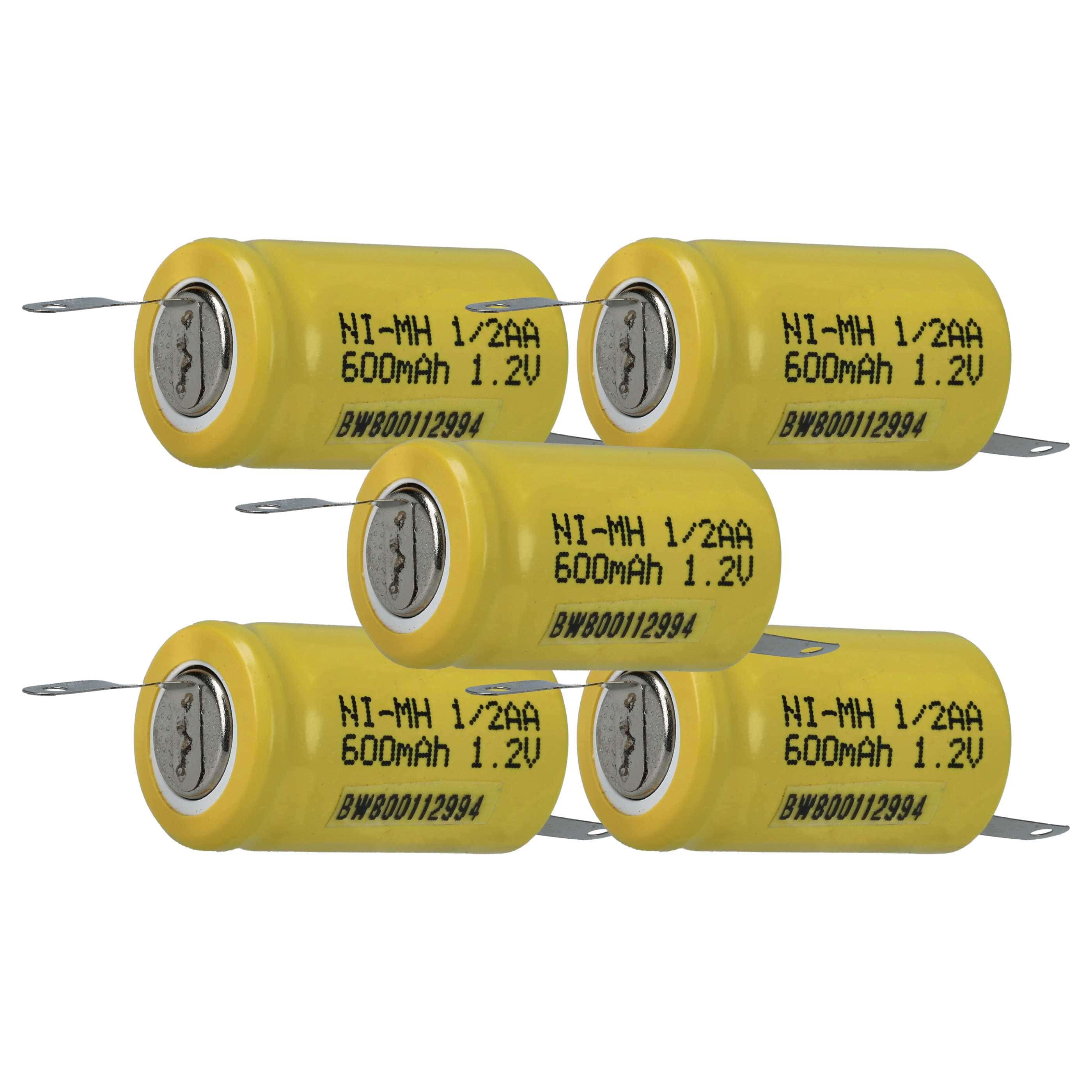 Batterie (5 pcs.) remplace 1/2AA modèle radio-télécommandé - 600mAh 1,2V NiMH