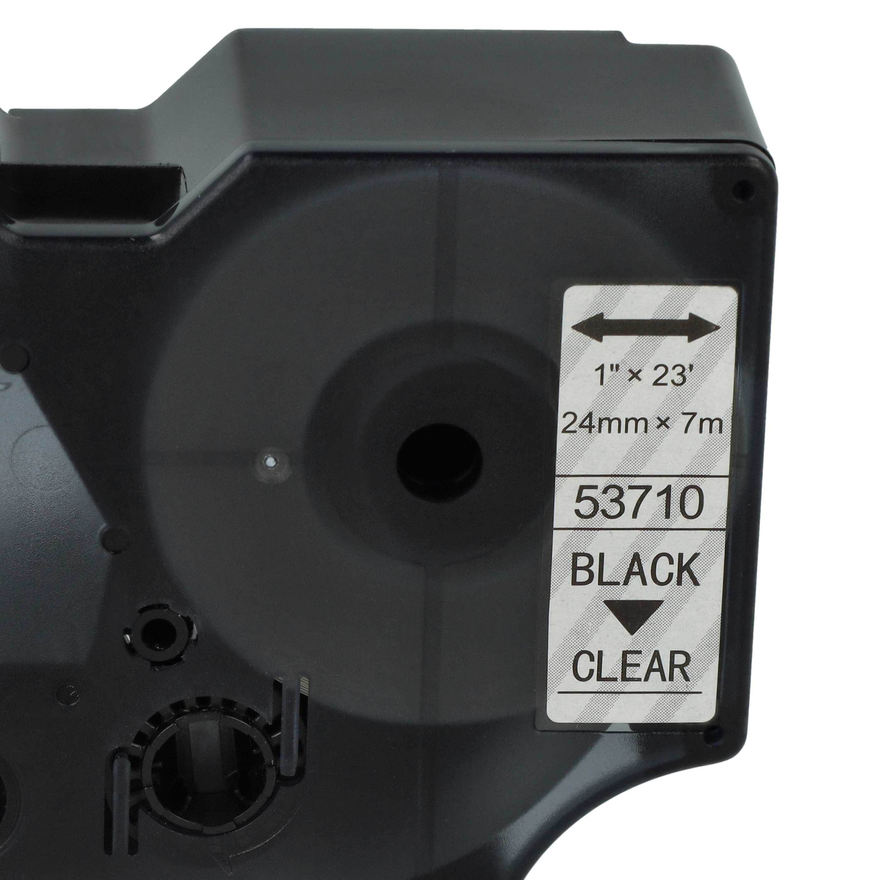 Label Tape replaces Dymo D1, 53710 - 24 mm Black to Transparent