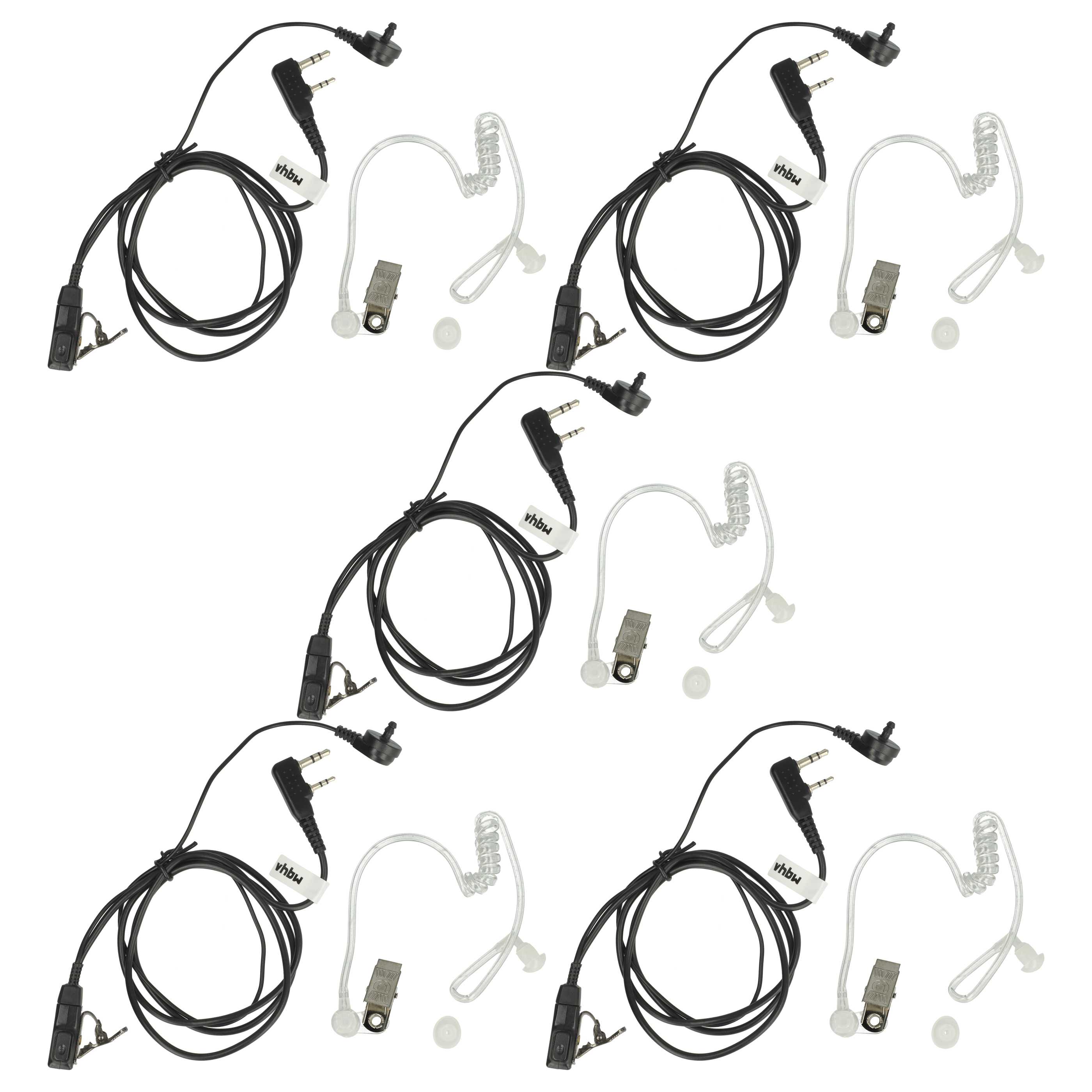5x Oreillette de talkie-walkie pour Kenwood / Baofeng Pro-Talk et autres - Avec touche de réponse + support cl