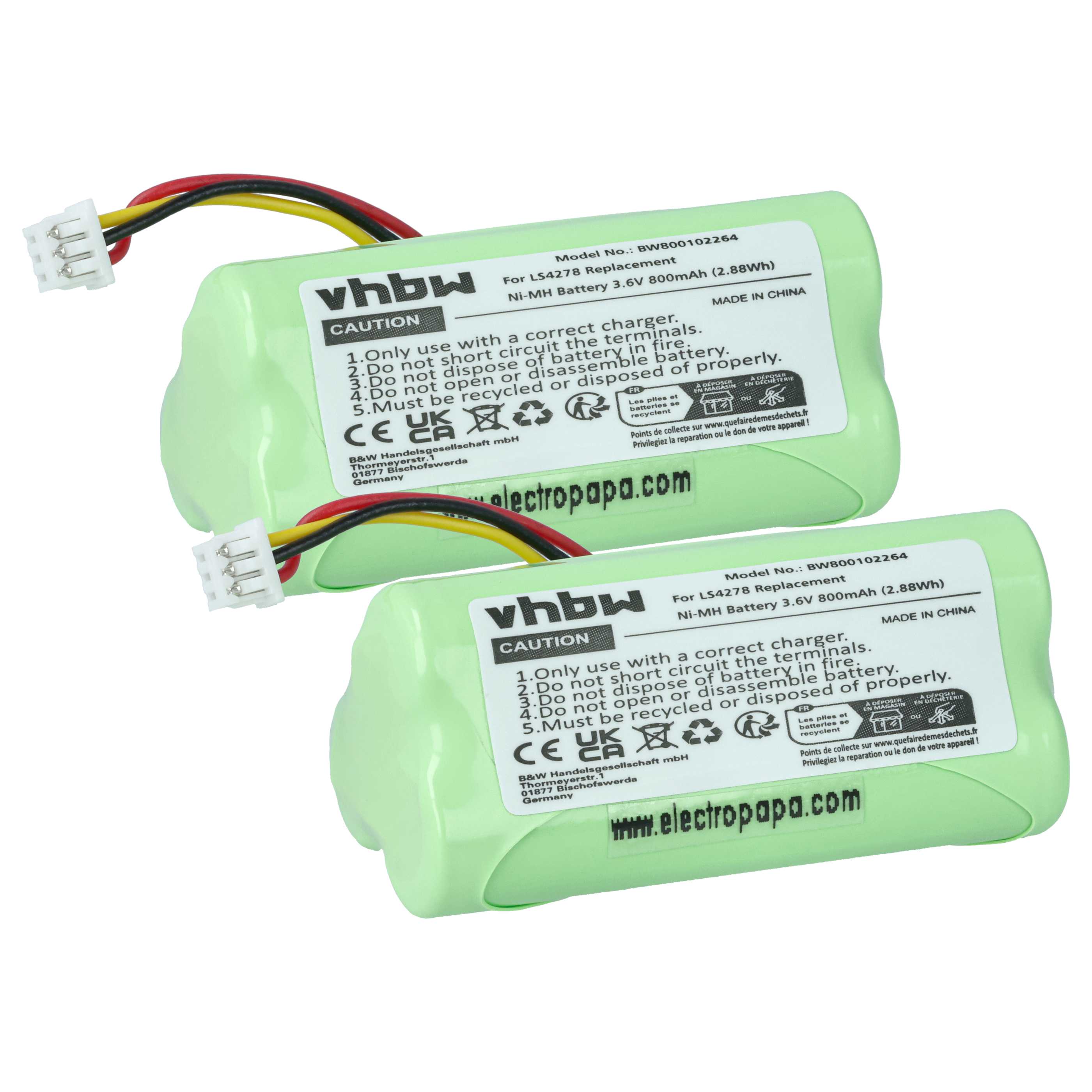2x Battery replaces 82-67705-01, BTRY-LS42RAAOE-01 for Symbol Barcode Scanner POS - 800 mAh 3.6 V
