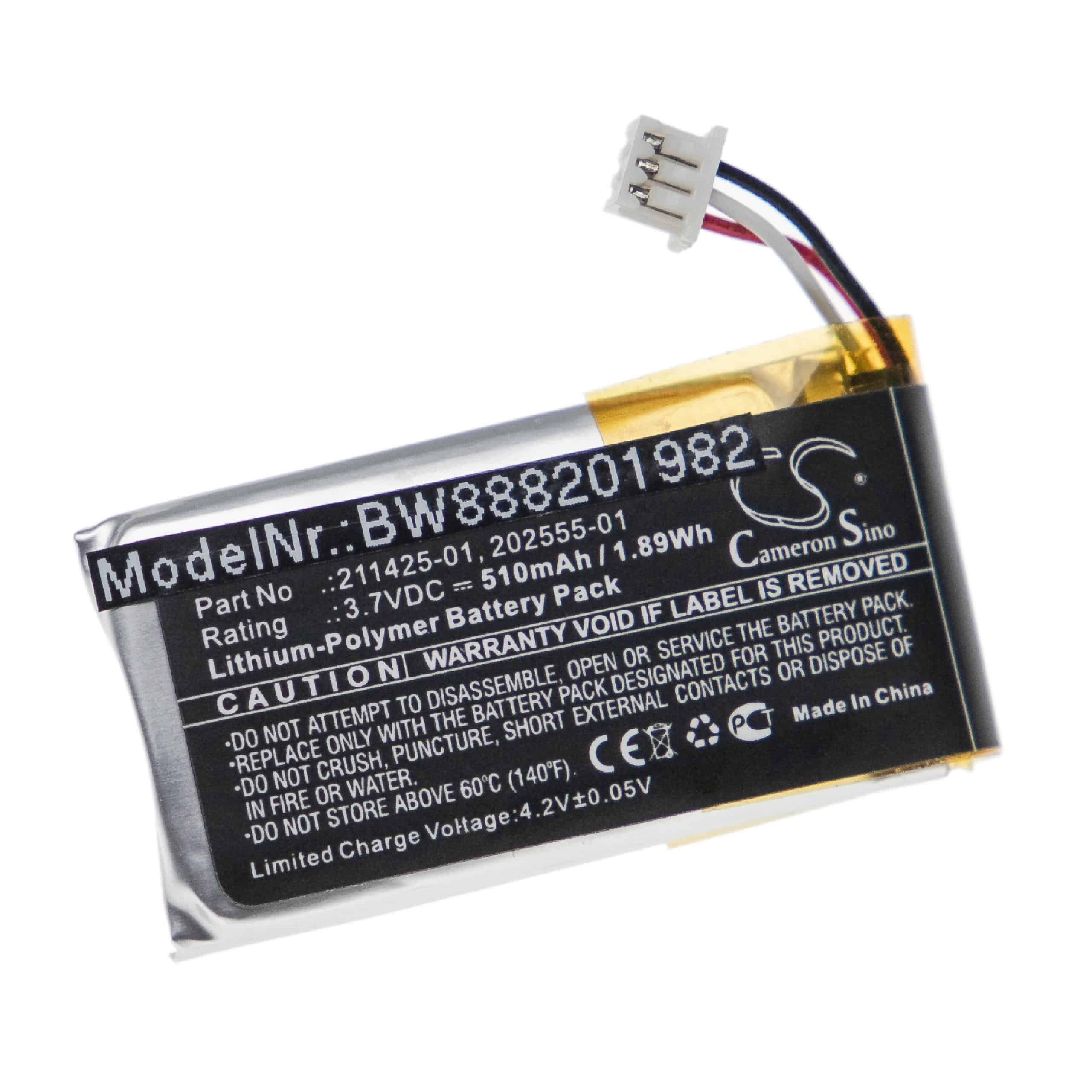 Wireless Headset Battery Replacement for Plantronics 211425-01, 202555-01 - 510mAh 3.7V Li-polymer