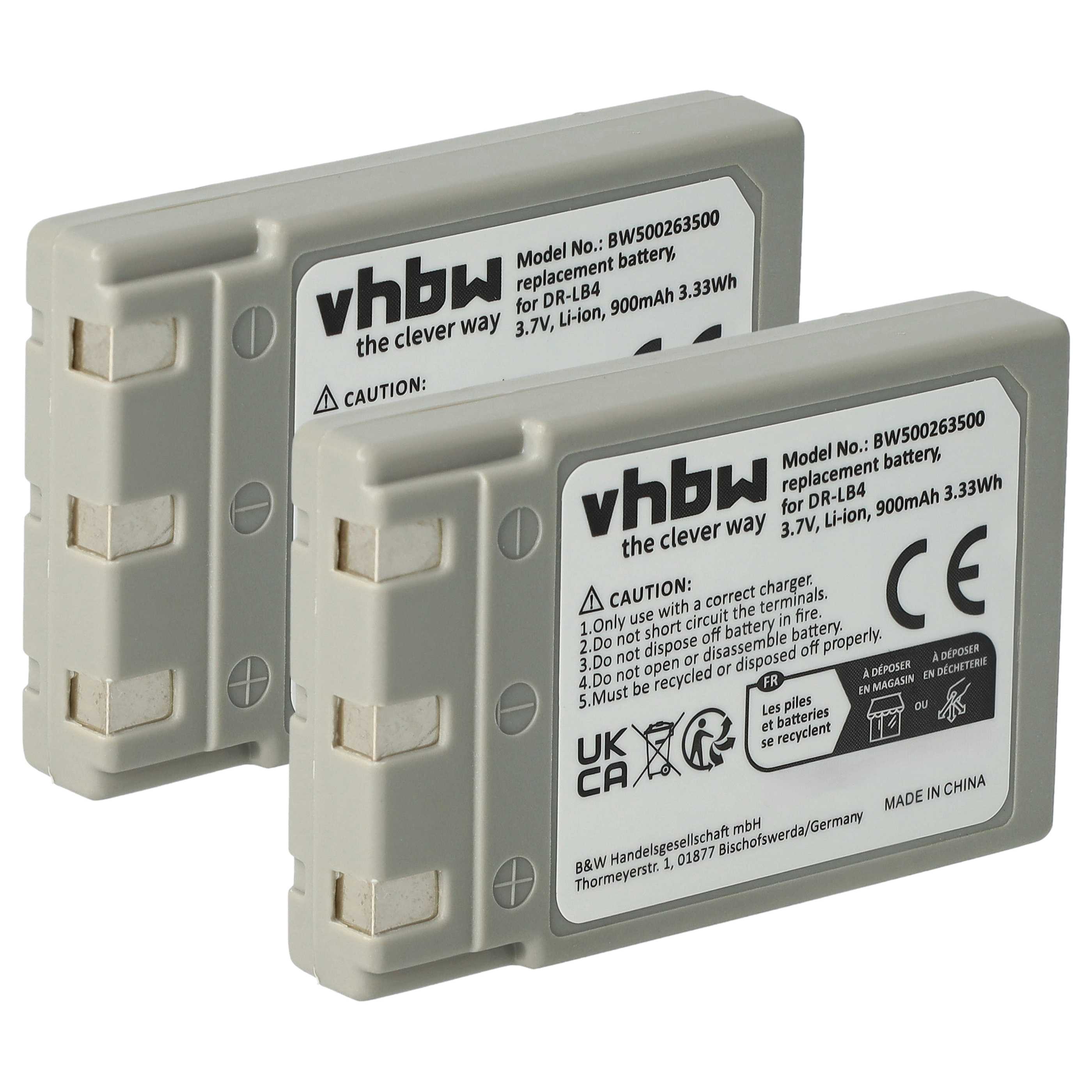 Kamera-Akku (2 Stück) als Ersatz für Concord 431-XXX - 750mAh 3,7V Li-Ion