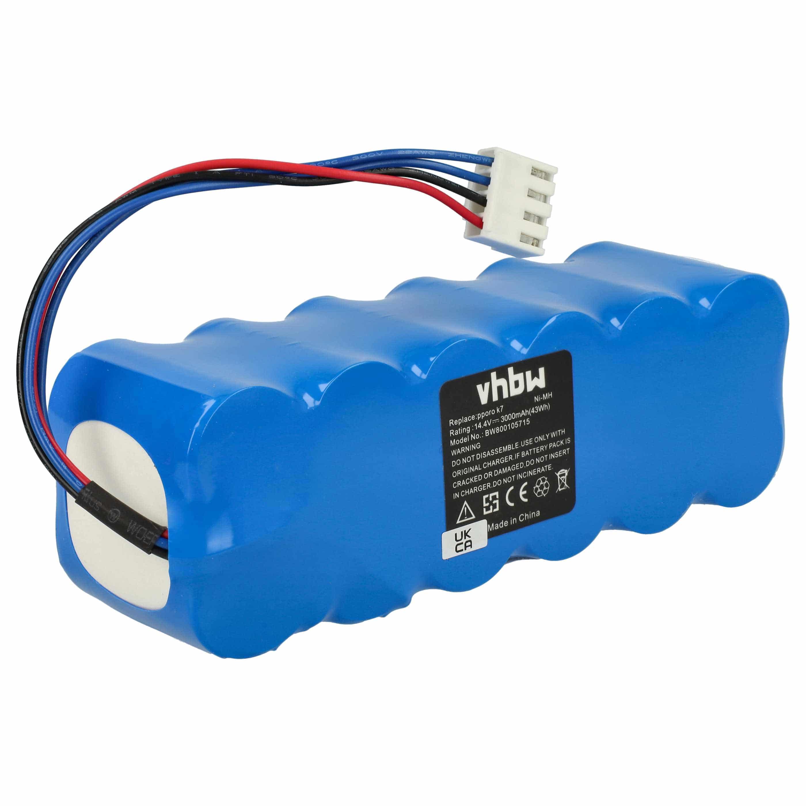 Battery replaces Mamirobot 12SC3000S1P for Mamirobot etc. 3000mAh, 14.4V, NiMH