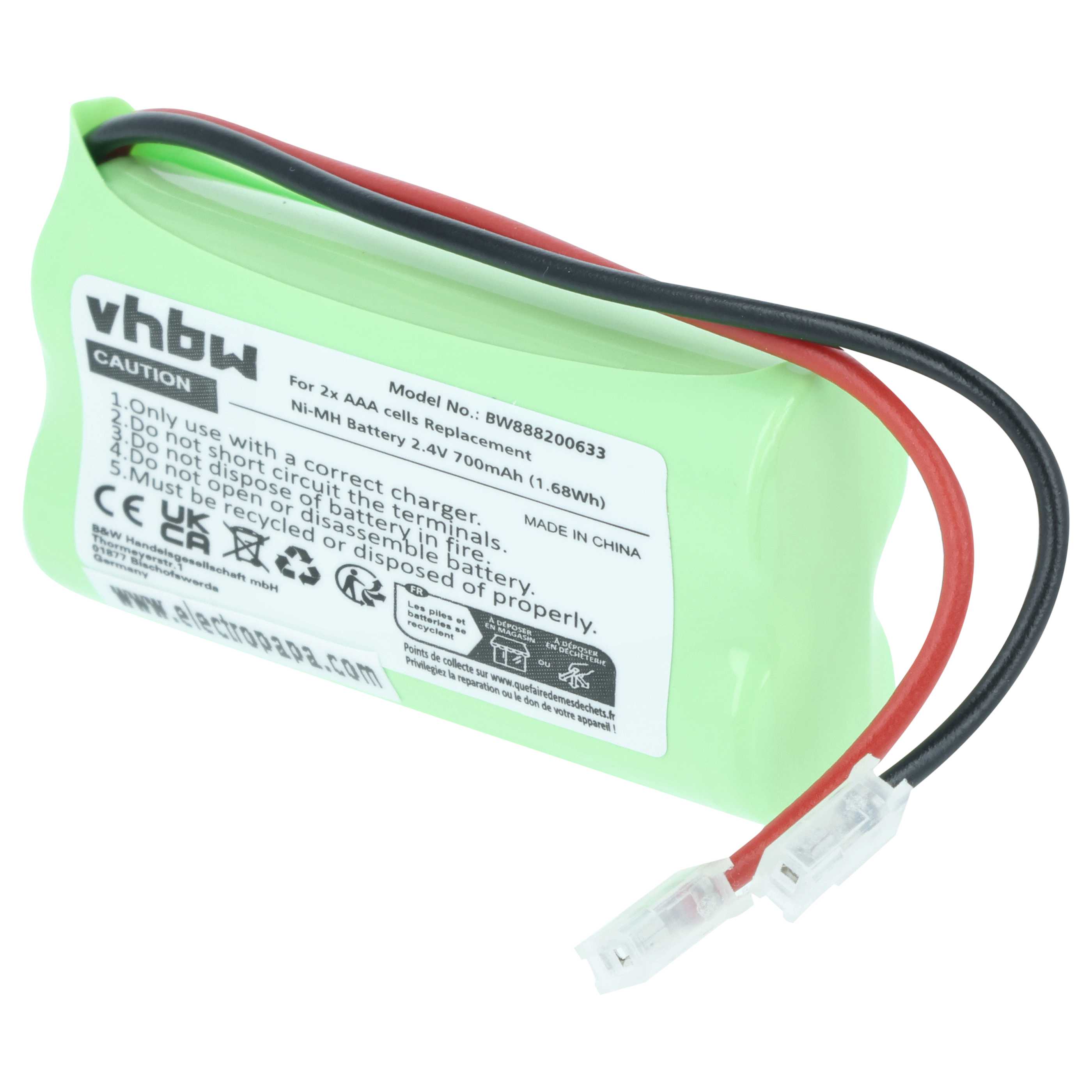 Universal Akku (2 Stück) passend für für diverse Geräte - 700mAh 2,4V NiMH, Typ AAA, Micro, HR03