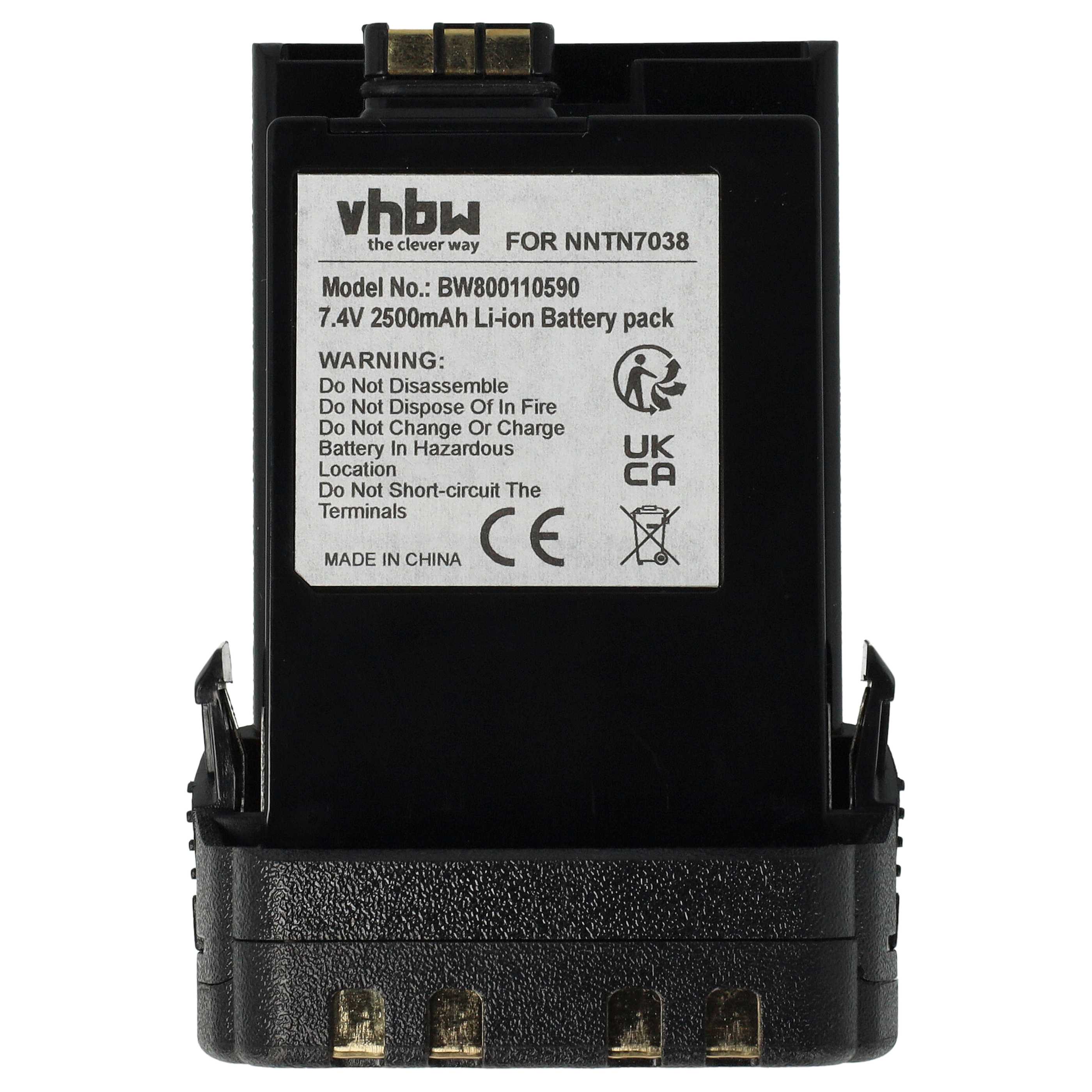 Radio Battery replaces Motorola NNTN7034A, NNTN7034B, NNTN7038, NNTN7035A, NNTN7035 - 2500 mAh 7.4 V Li-Ion