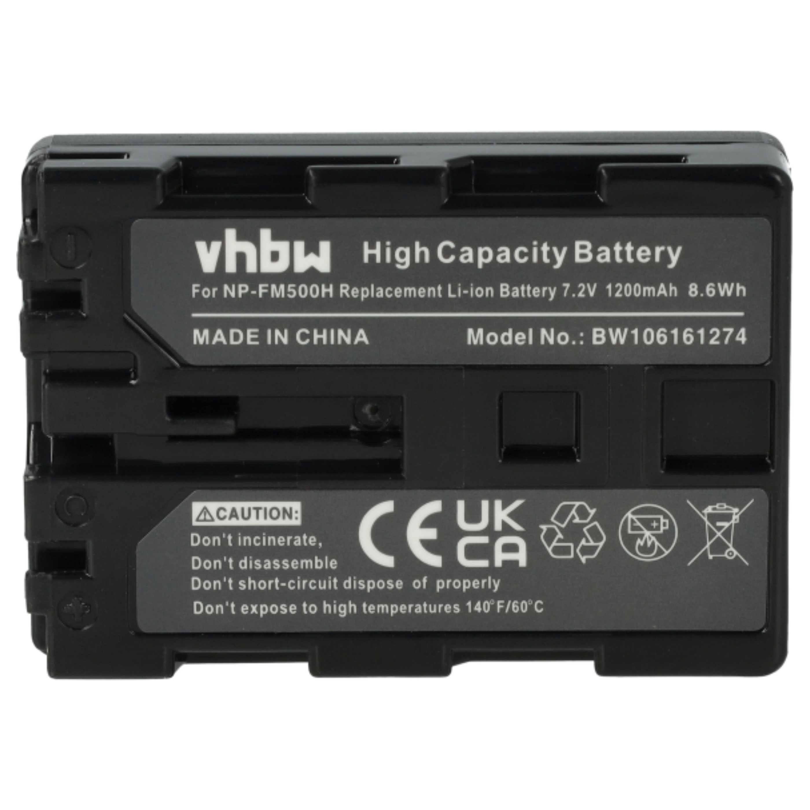 3x Battery replaces Sony NP-FM500H - 1200mAh, 7.2V, Li-Ion