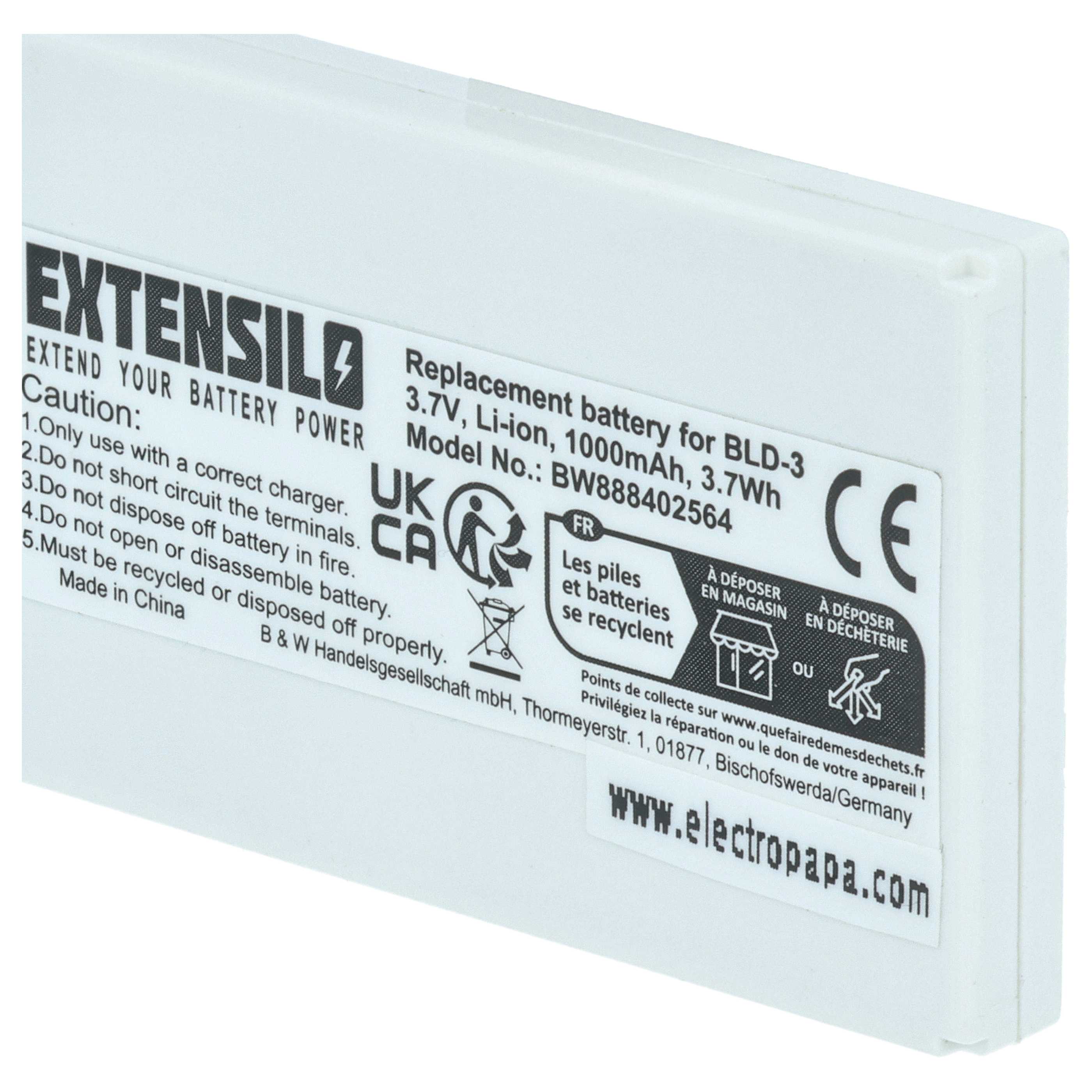 Batteria sostituisce Nokia BLD-3 per cellulare - 1000mAh 3,7V Li-Ion 