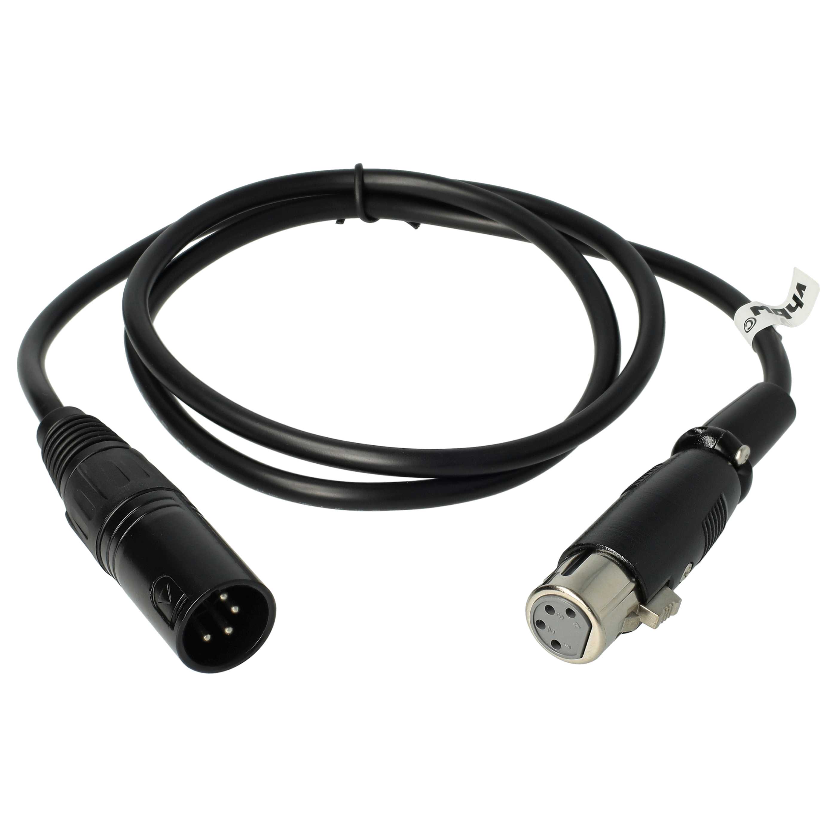 vhbw XLR Extension Lead for Various Applications - XLR Connector to XLR Socket Adapter, 4-Pin, 120cm, Black (M