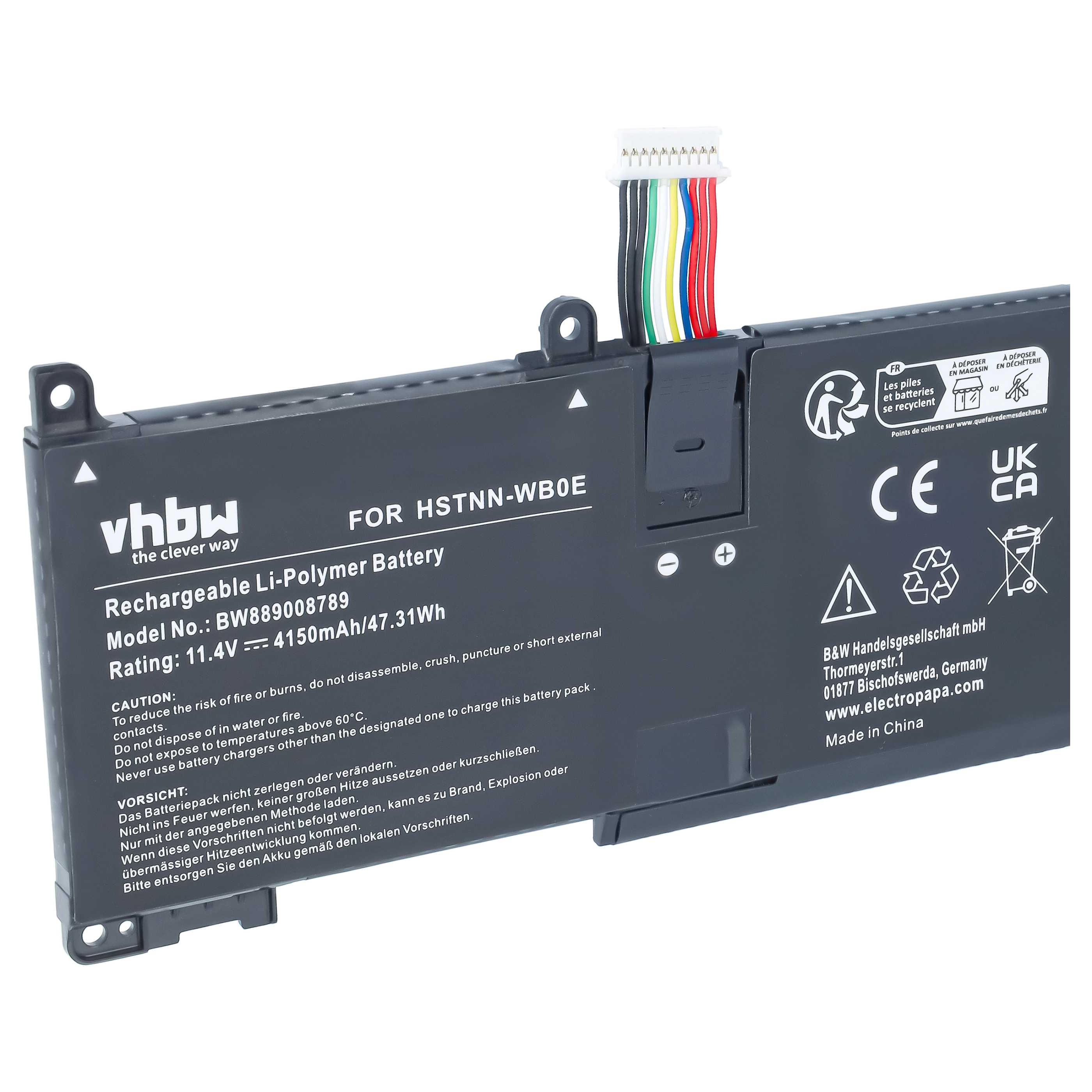 Batteria sostituisce HP M01524-2B2, M01524-2B1, HSTNN-OB1T, HSTNN-IB9P per notebook - 4150mAh 11,4V Li-Poly