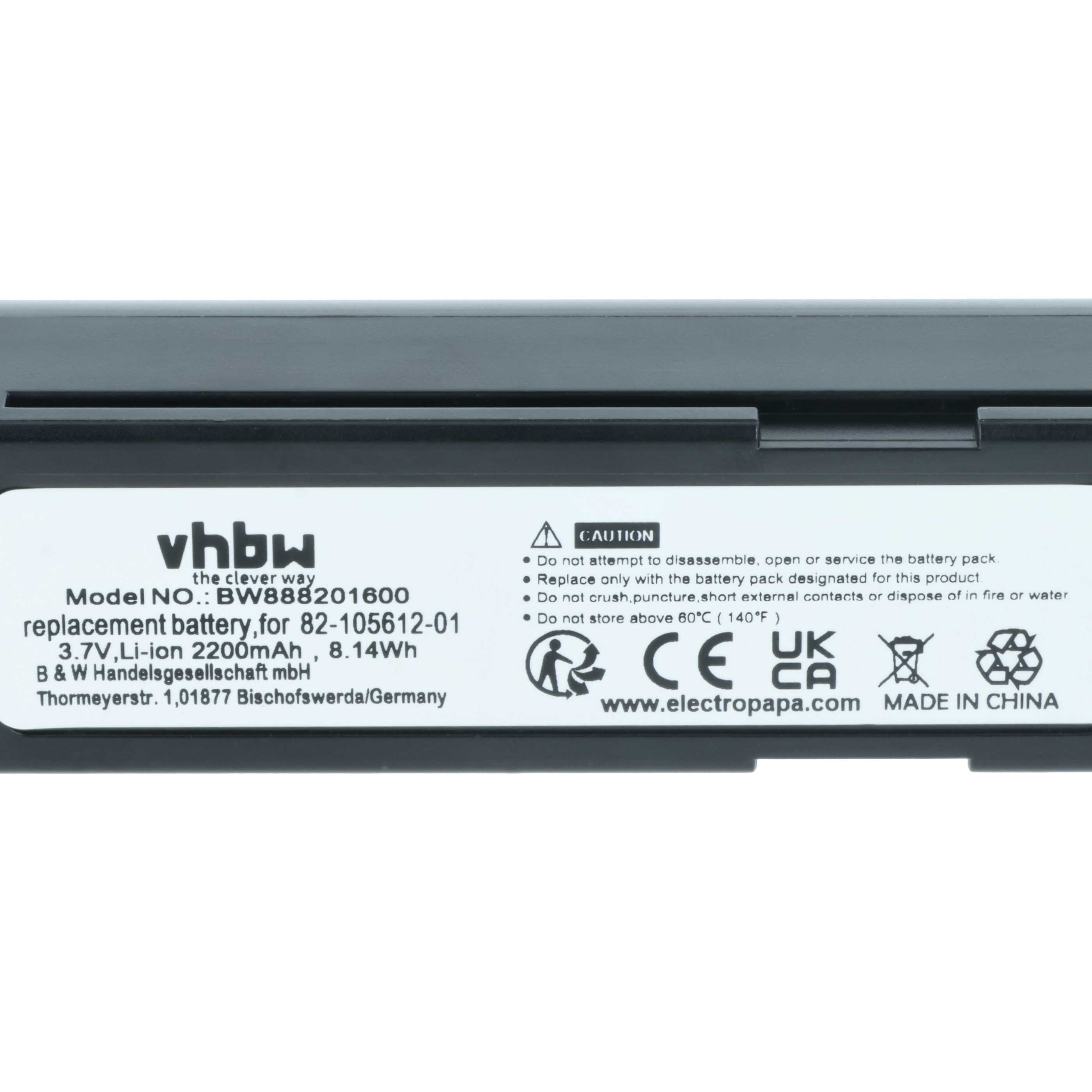 Akku als Ersatz für Zebra BTRY-36IAB0E-00, 82-166537-01 für Zebra Barcodescanner - 2200mAh 3,7V Li-Ion