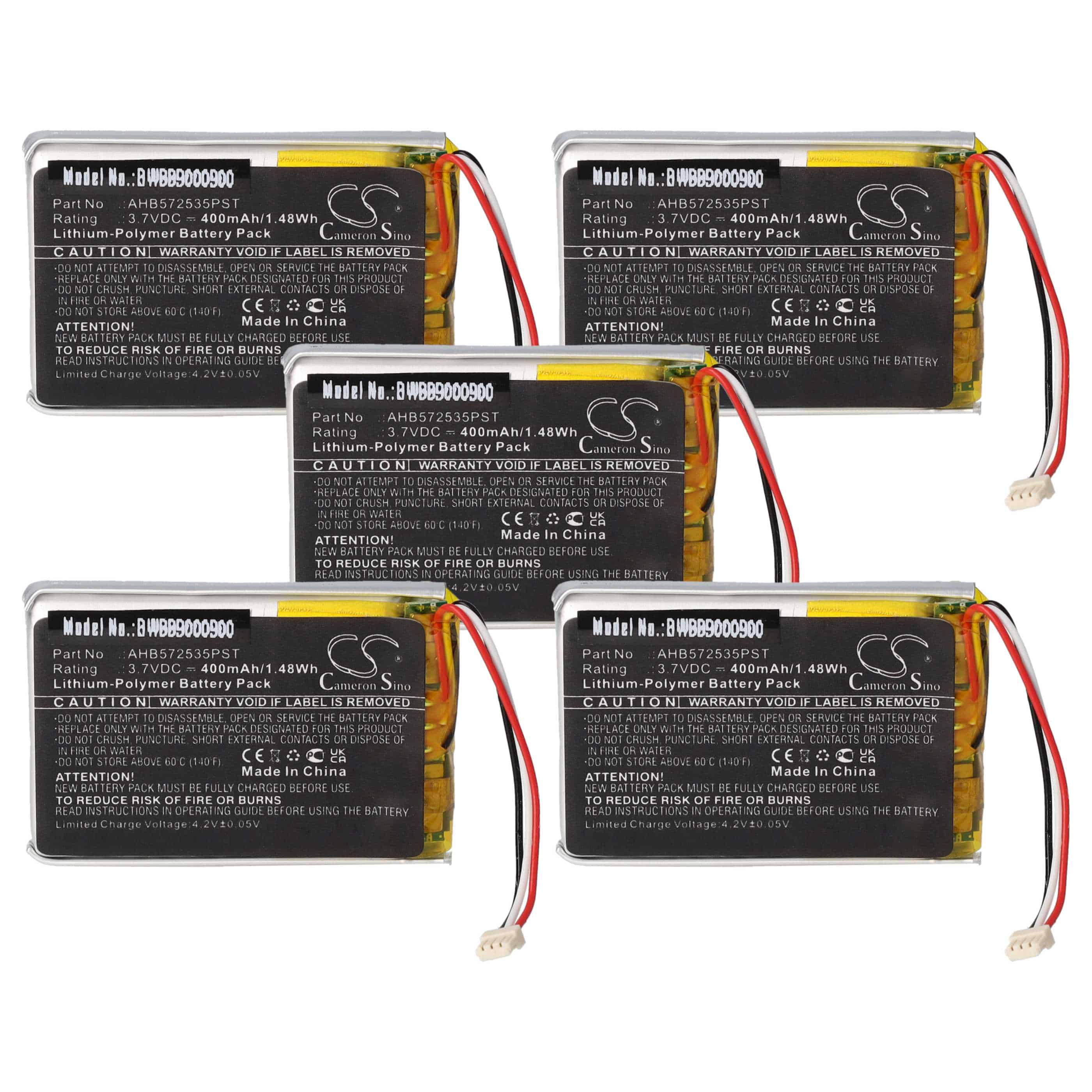 5x Akumulator do słuchawek bezprzewodowych zamiennik Jabra AHB572535PST - 400 mAh 3,7 V LiPo