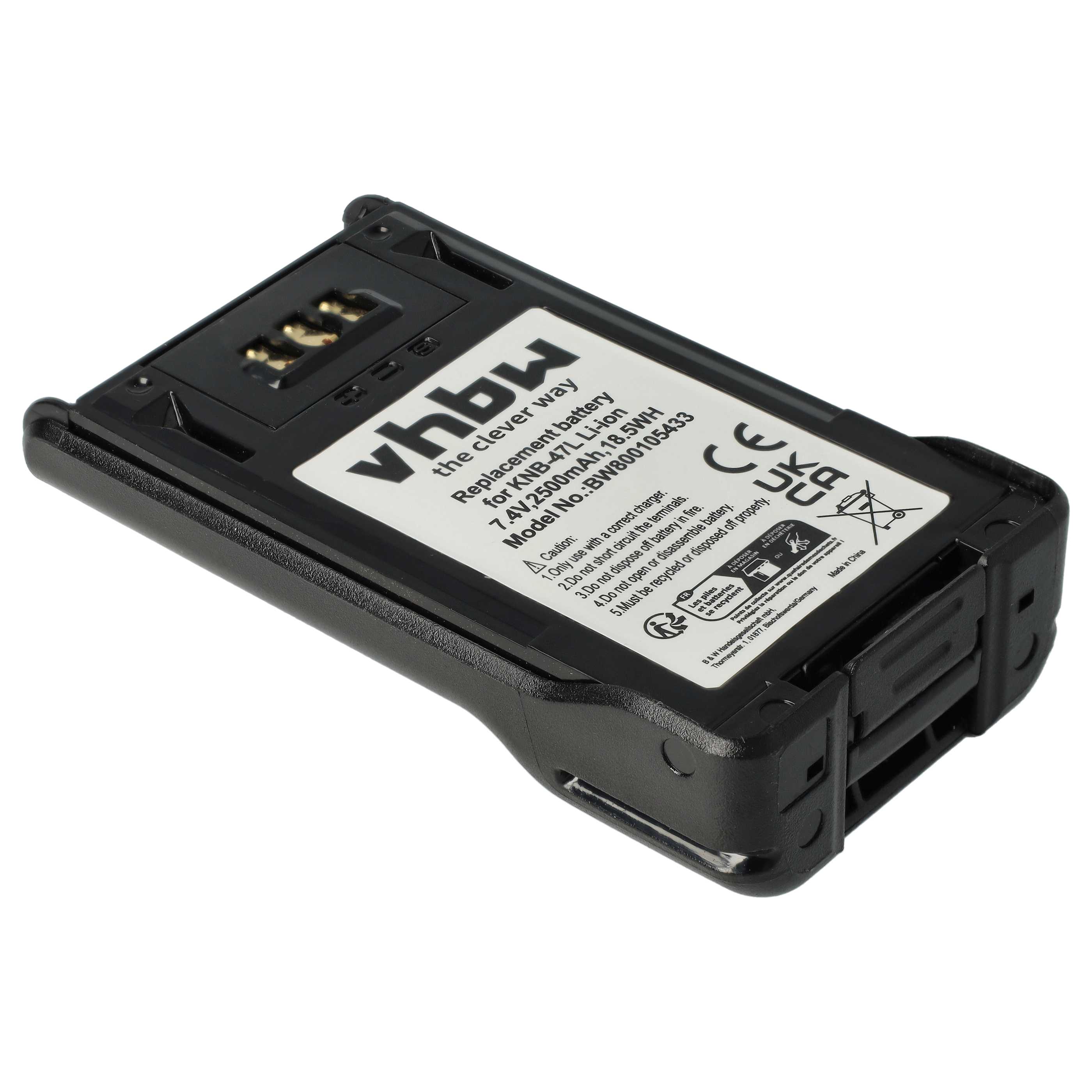 Batteria sostituisce Kenwood KNB-47L, KNB-48L, KNB-48, KNB-47 per dispositivo radio - 2500mAh 7,4V Li-Ion