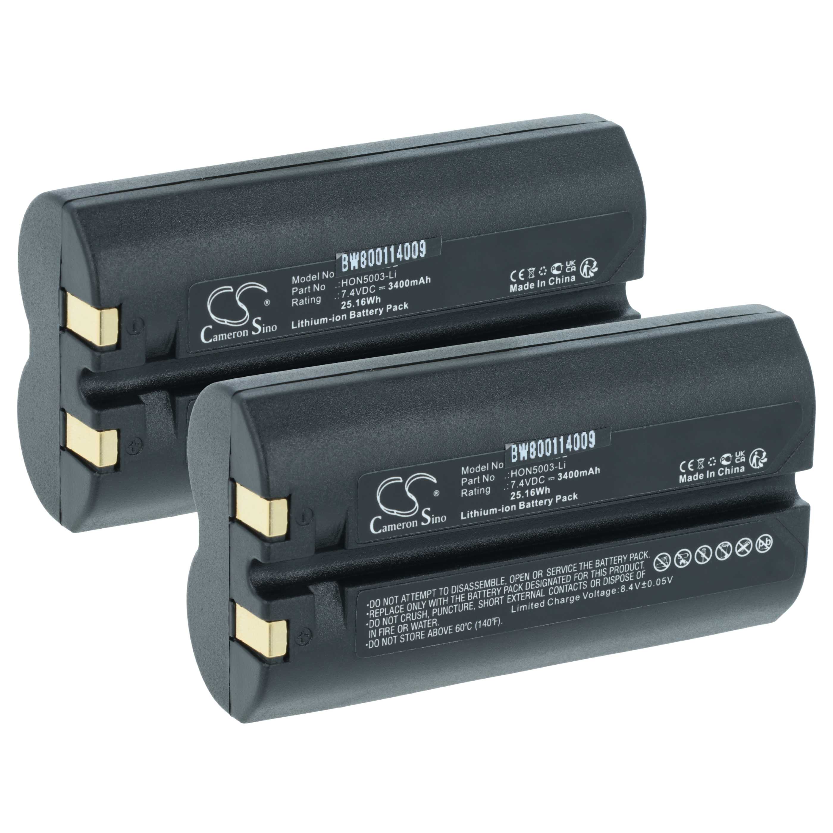 2x Battery replaces Honeywell HON5003-Li for Mannesmann / D2 Barcode Scanner POS - 3400 mAh 7.4 V