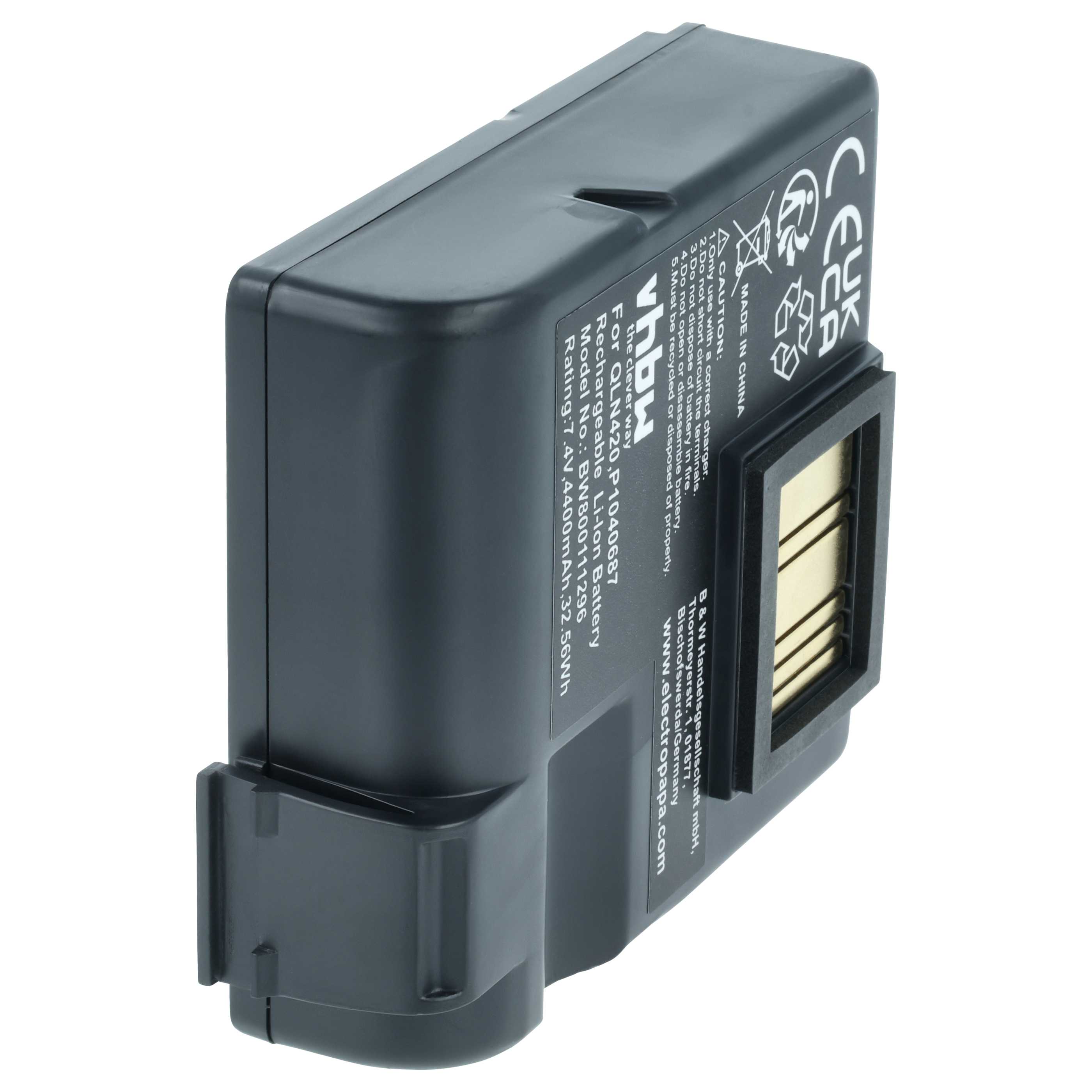 Printer 2x Battery replaces Zebra BTRY-MPP-68MA1-01, P1050667-016, P1040687 - 4400 mAh 7.4 V Li-Ion