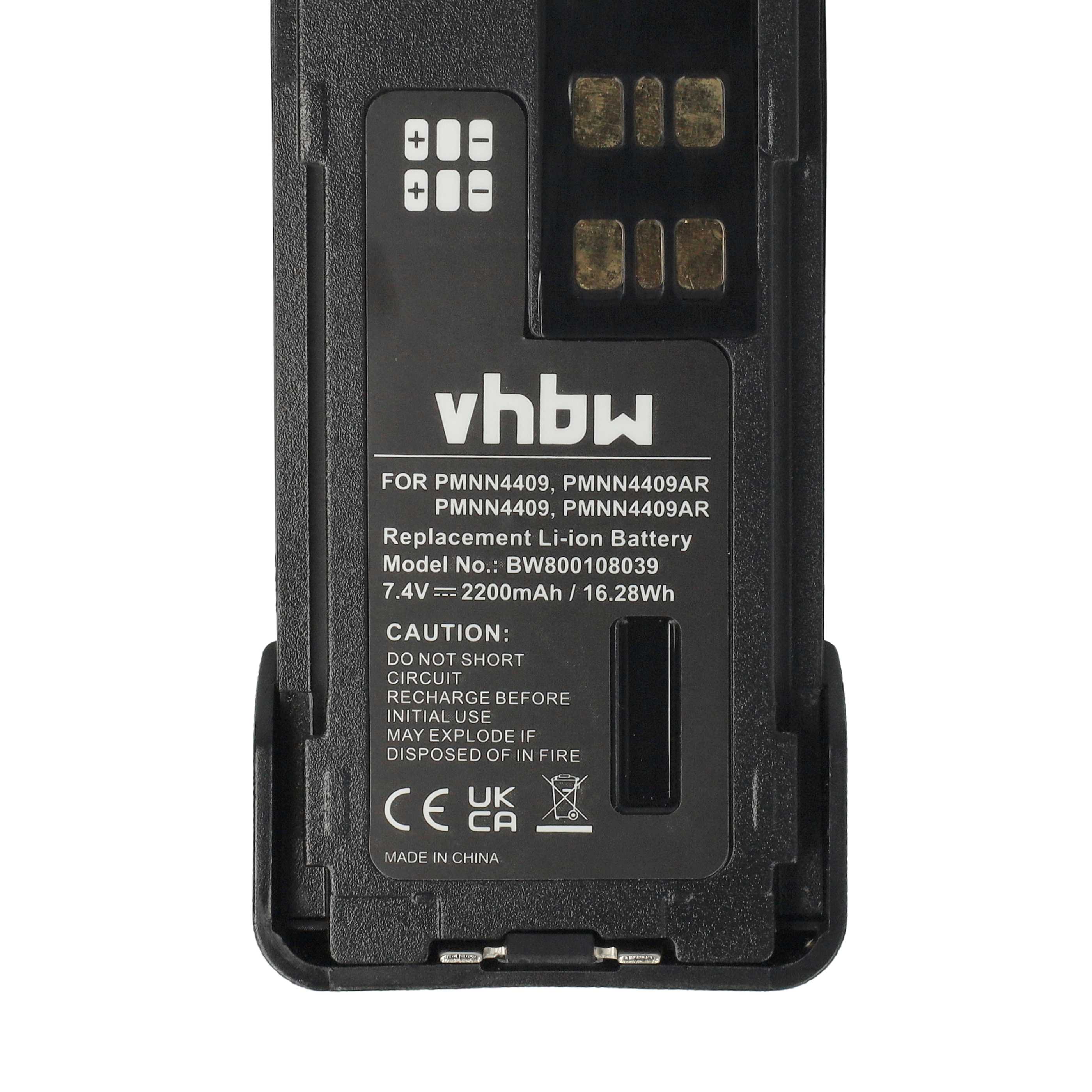 Radio 10x Battery replaces Motorola PMNN4406BR, PMNN4406, PMNN4409 - 2200 mAh 7.4 V Li-Ion + Belt Clip