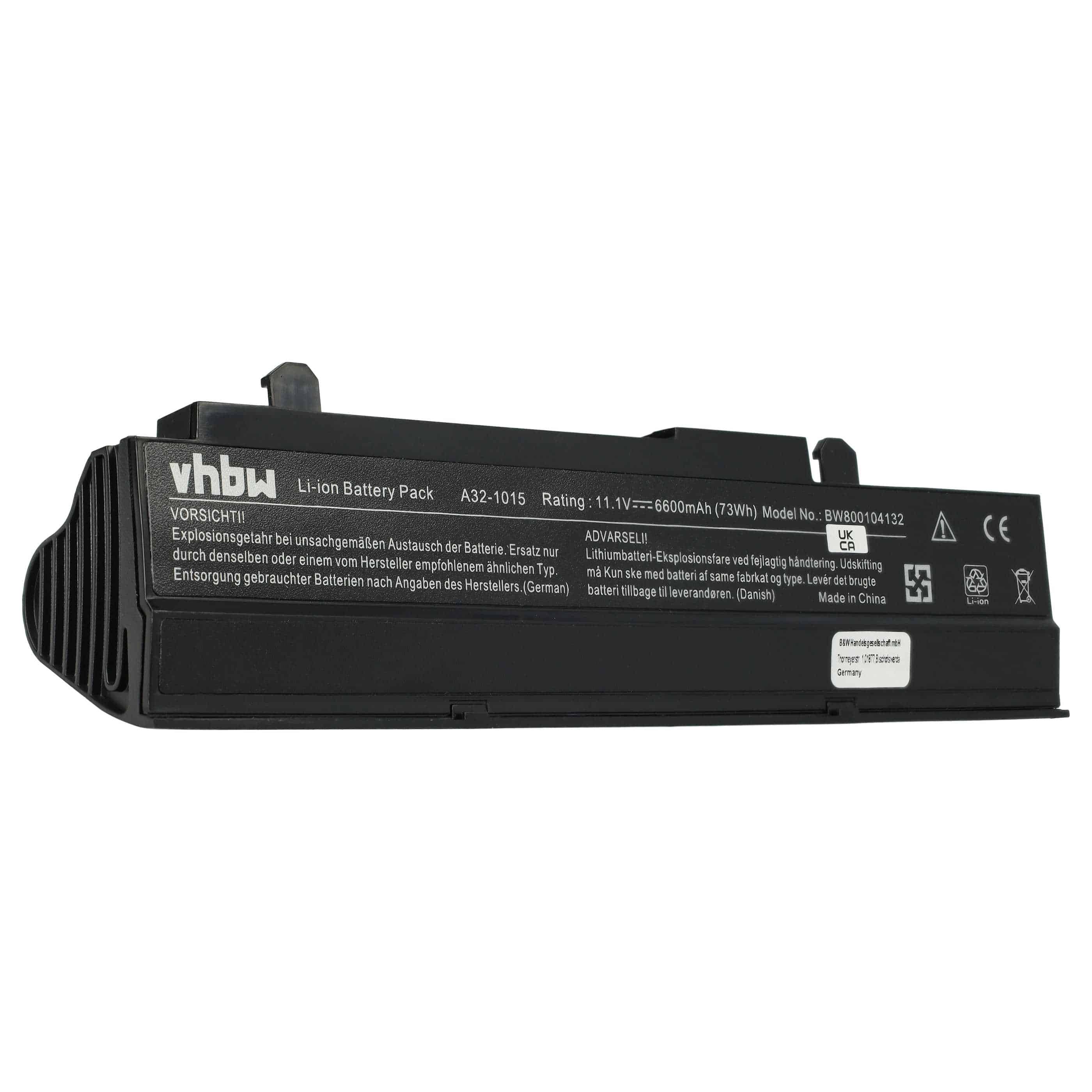 Notebook Battery Replacement for Asus A31-1015, A32-1015, AL31-1015, PL32-1015 - 2200mAh 10.8V Li-Ion, black