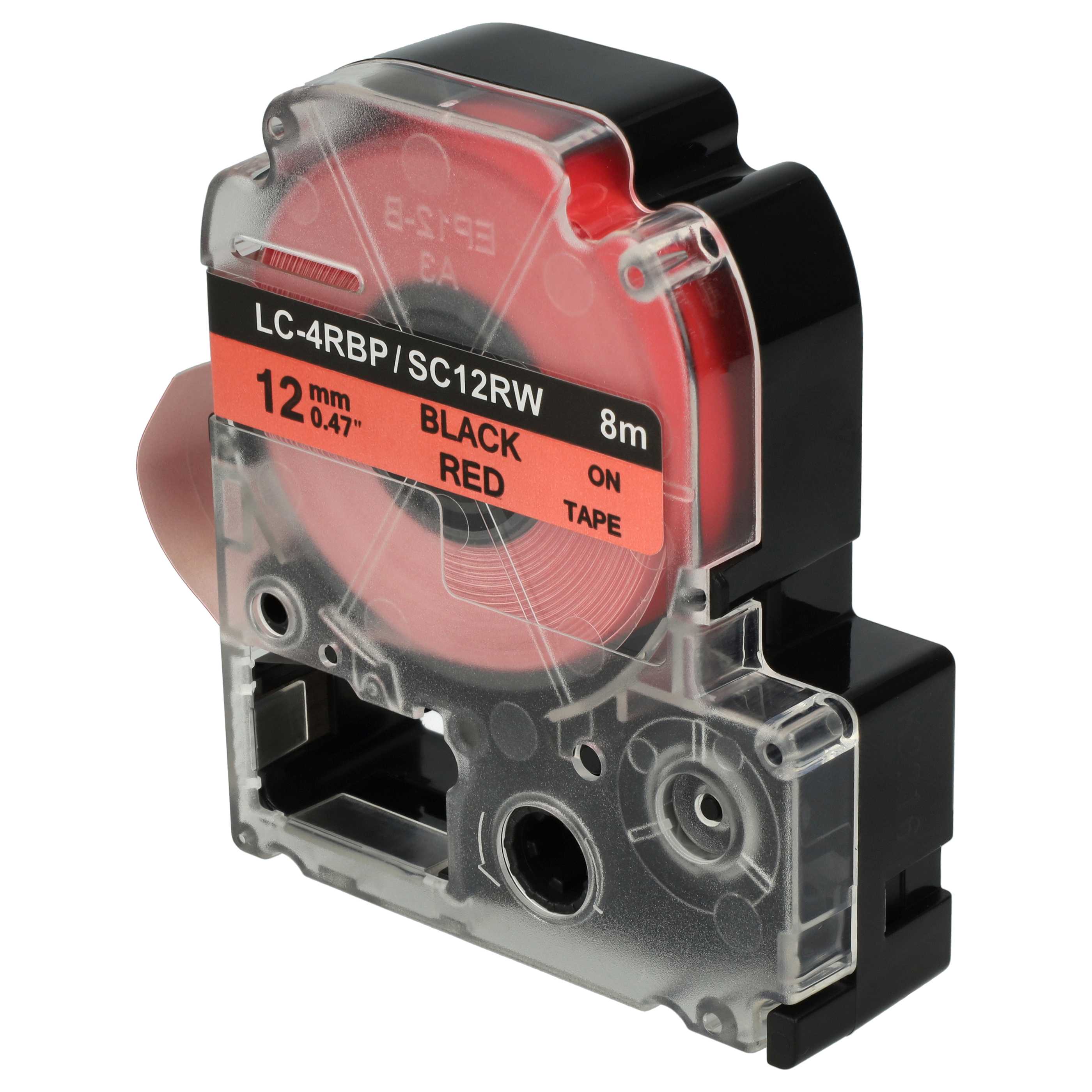 Label Tape replaces Epson LC-4YRN - 12 mm Black to Red