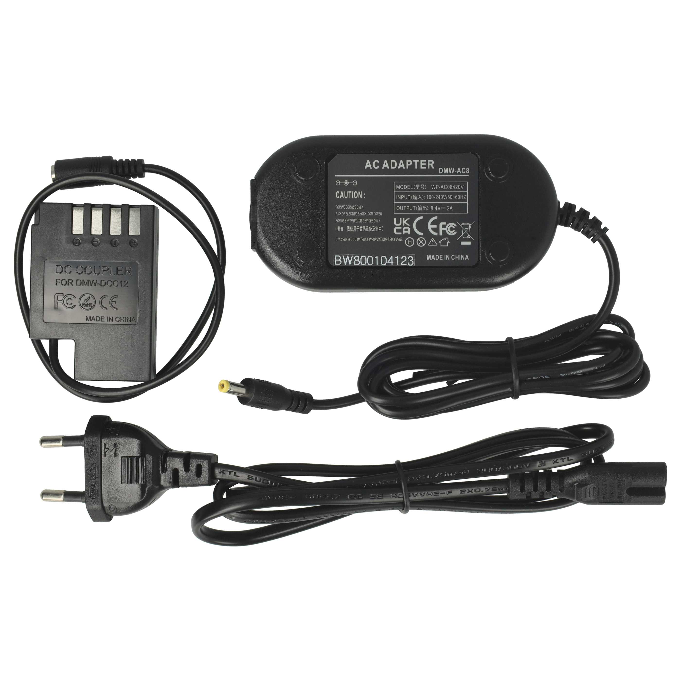 Power Supply replaces DMW-AC8EG DMW-AC8 DMW-DCC12 for Panasonic Camera + DC Coupler as Panasonic - 2 m