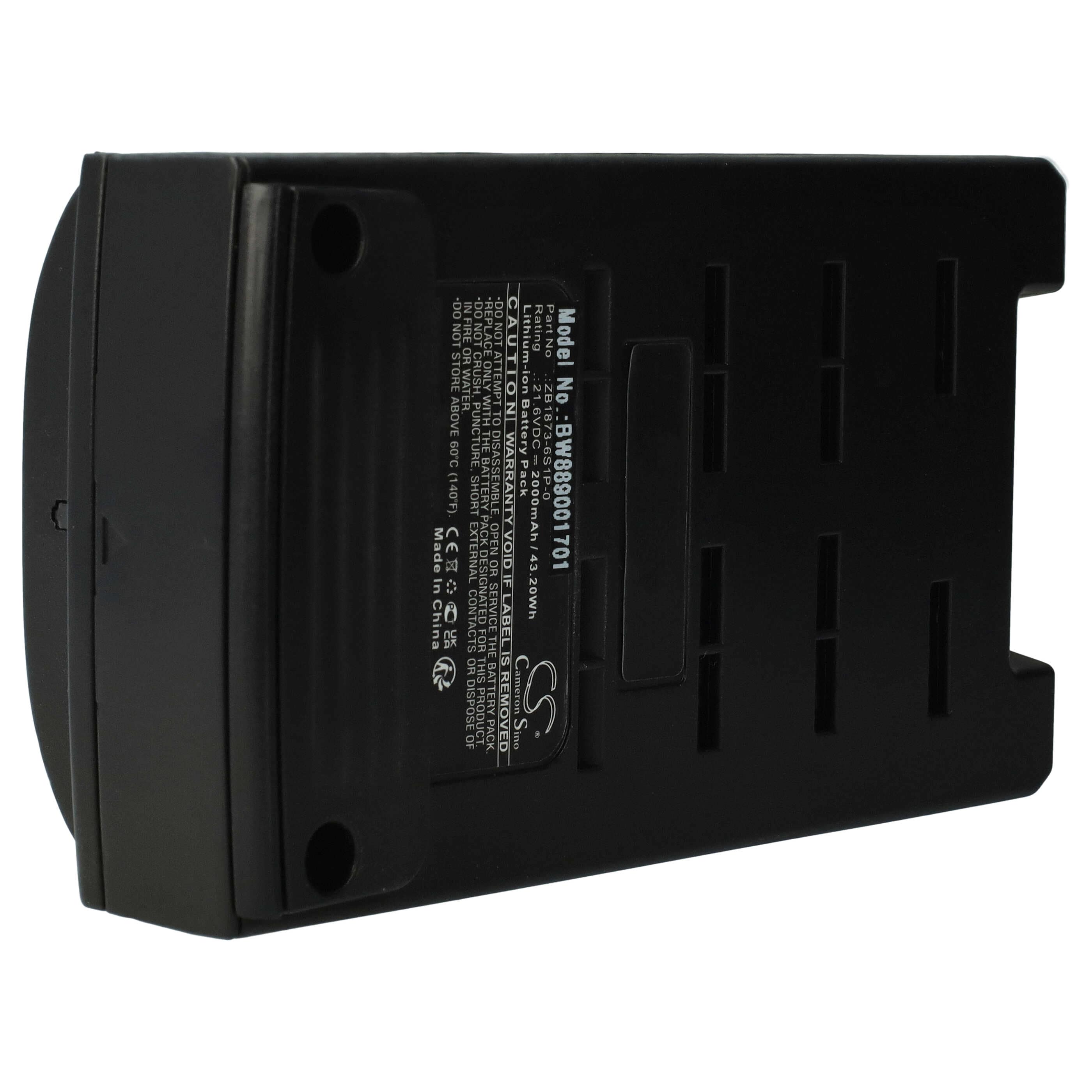 Battery replaces Tineco ZB1873-6S1P-03, ZB1873-6S1P-0 for Tineco 2000mAh, 21.6V, Li-Ion