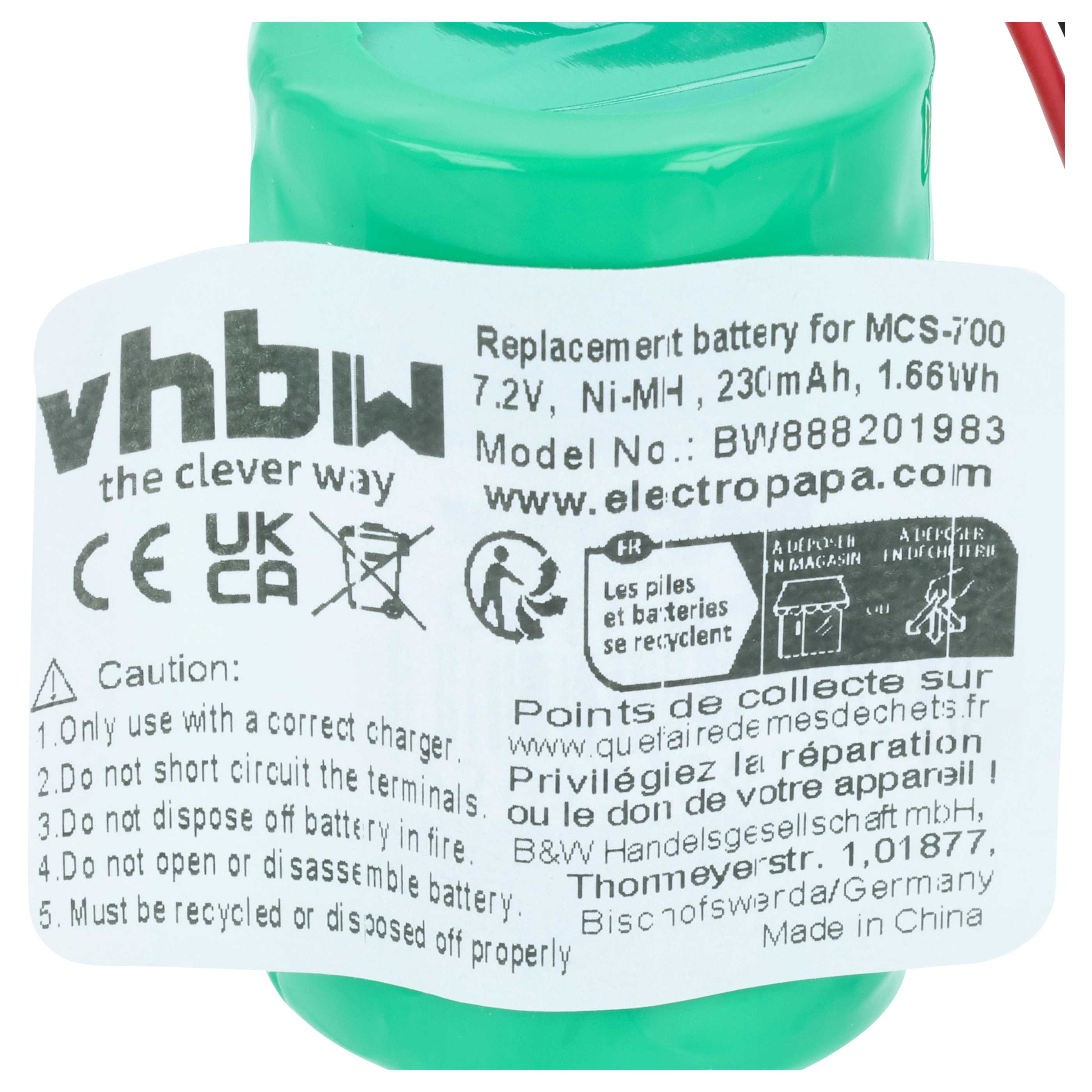 Alarmanlage-Akku als Ersatz für Visonic 0-9912-J, GP250BVH6AMX für Visonic - 230mAh 7,2V NiMH