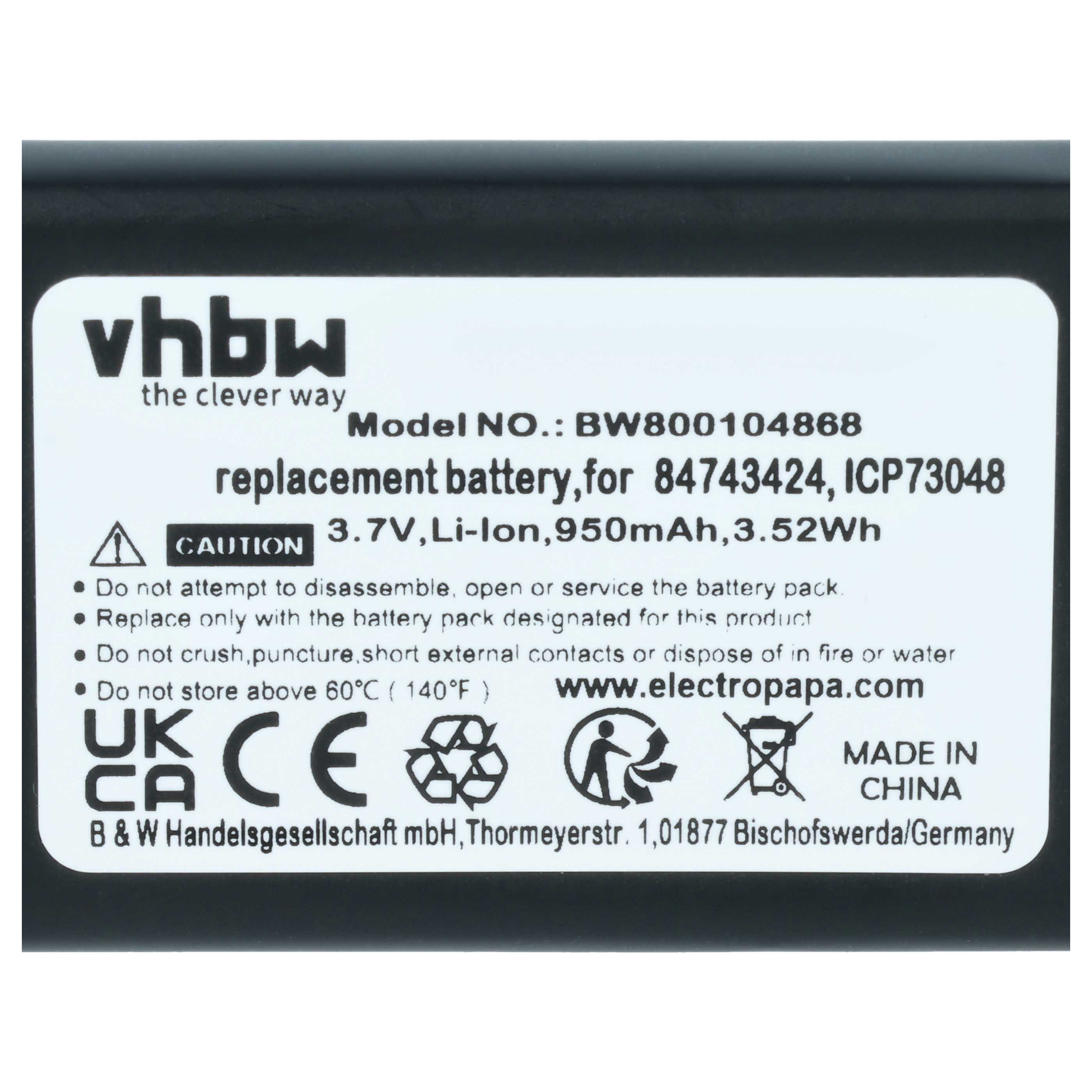 5x Batteries remplace Polycom / Spectralink 84743424, 84743428 pour téléphone Agfeo - 950mAh 3,7V Li-ion