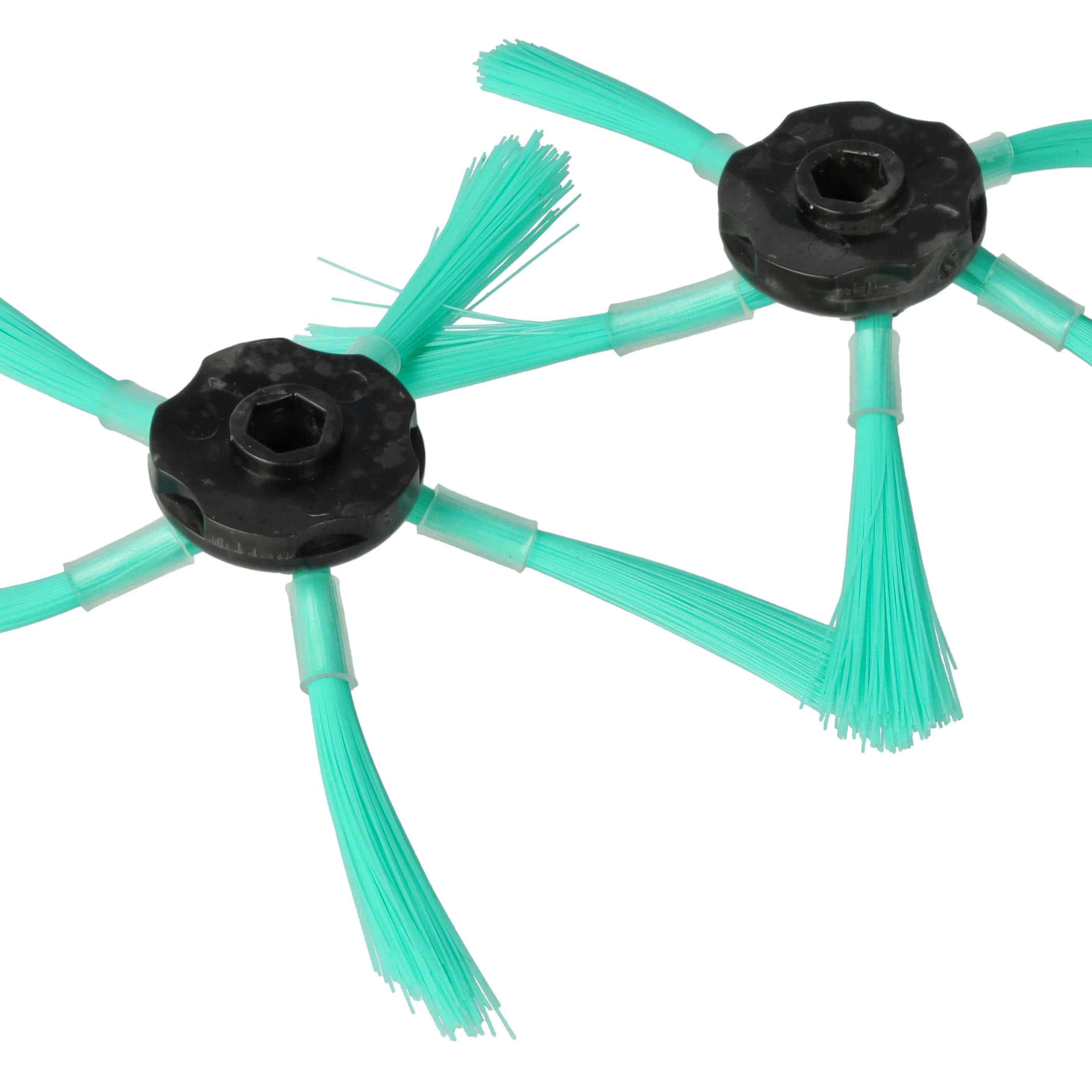10x Side Brush suitable for Vorwerk Kobold VR-300, VR300, VR-7, VR7 Robot Vacuum Cleaner - 5-armed, black, gre