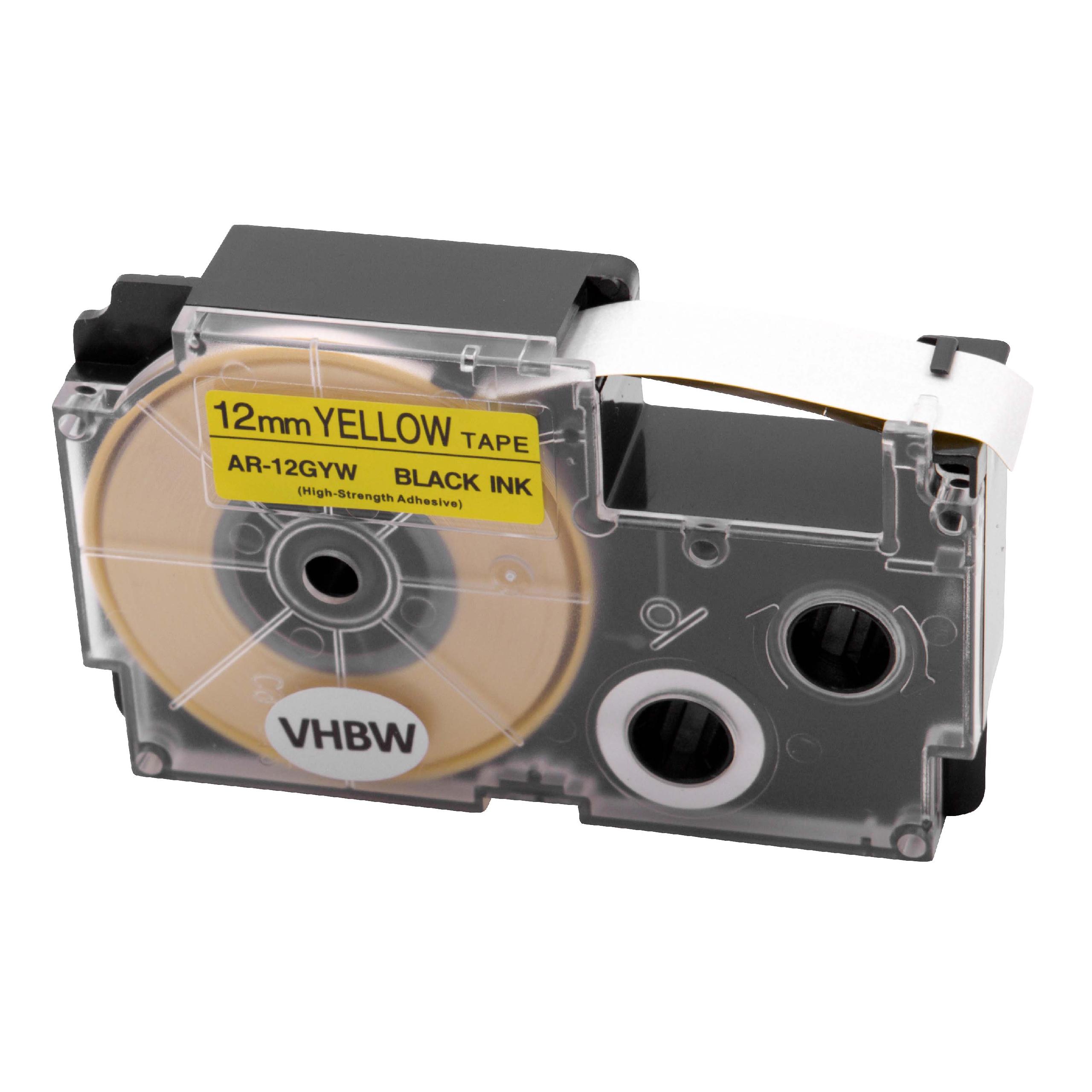 Cassetta nastro sostituisce Casio XR-12GX per etichettatrice Casio 12mm nero su giallo