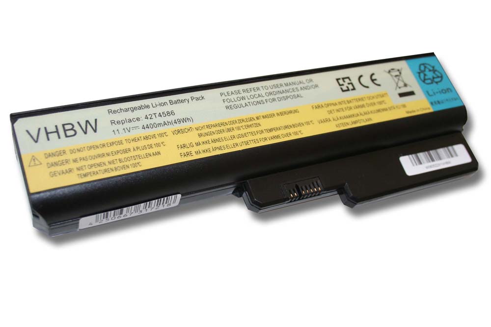 Batterie remplace Lenovo 42T4725, 42T4583, 42T4726 pour ordinateur portable - 4400mAh 11,1V Li-ion, noir